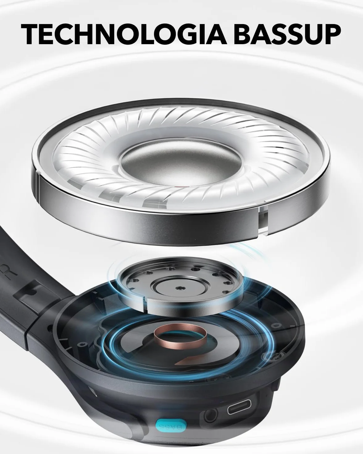 soundcore Bezprzewodowe nauszne słuchawki Bluetooth Anker Q11i, głębokie basy, 60 godzin odtwarzania, dźwięk wysokiej rozdzielczości, zdejmowane nauszniki, połączenie wielopunktowe (Ciemnoszary)