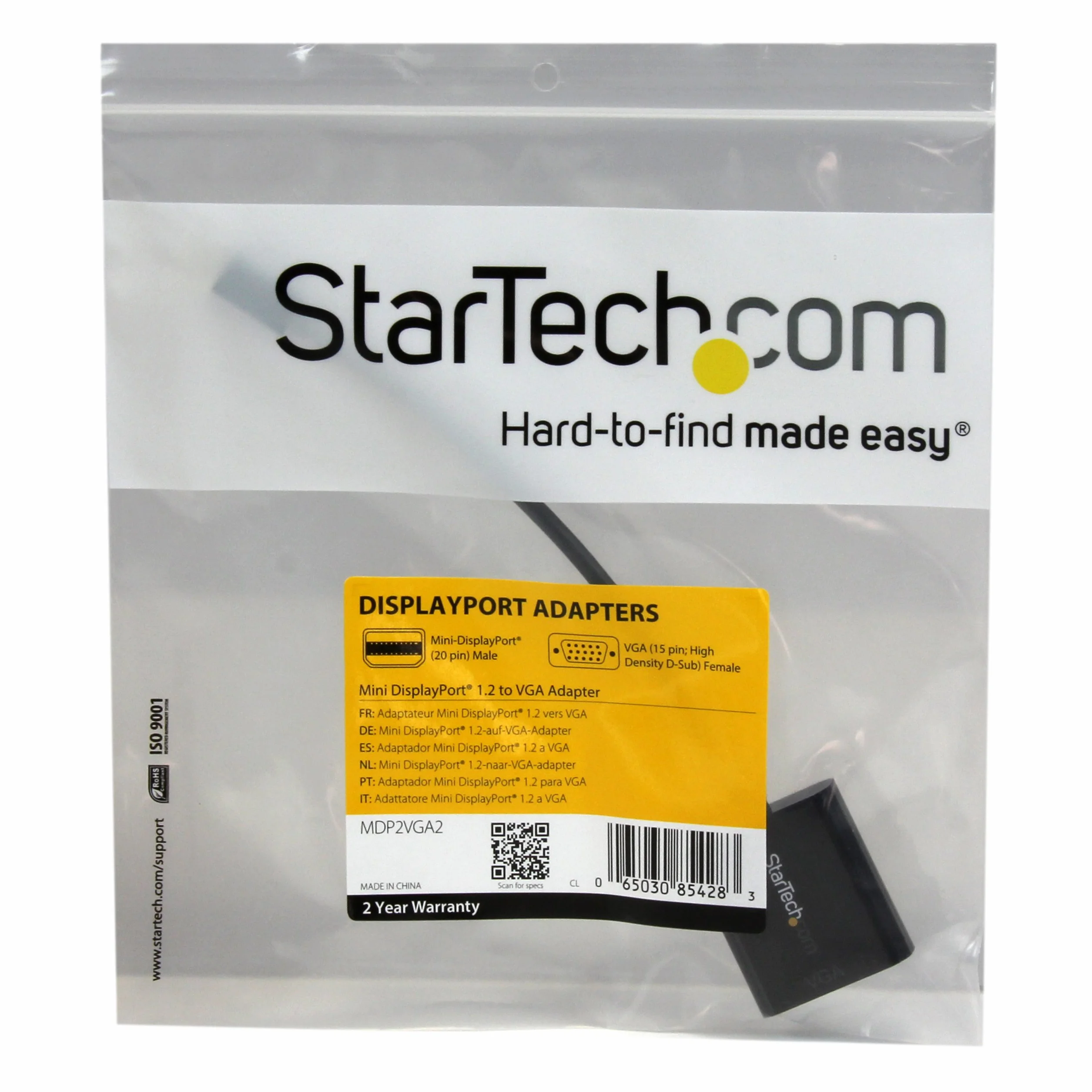 StarTech.com Adapter Mini DisplayPort na VGA - DisplayPort 1.2-1080p - adapter Thunderbolt na VGA do monitora - Mini DP do VGA (MDP2VGA2)