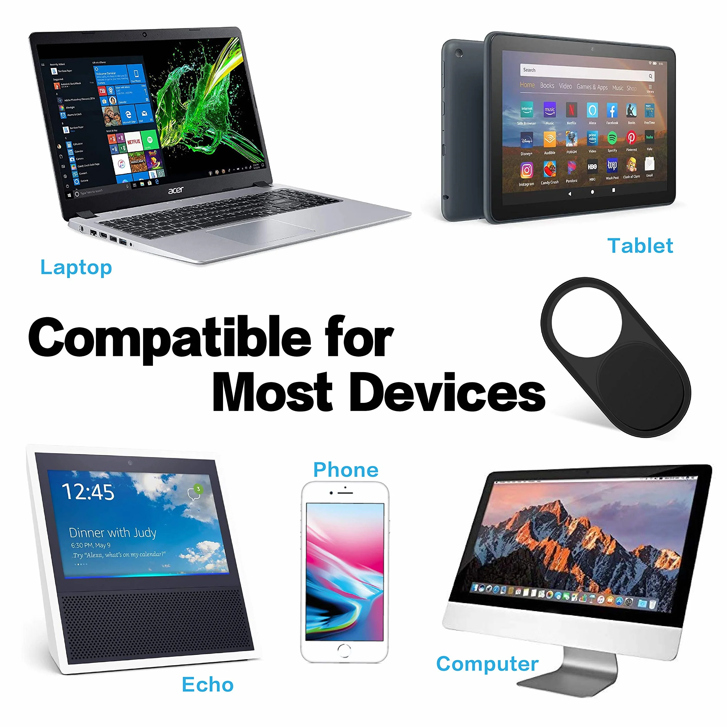 imluckies Osłona kamery internetowej, ultracienka metalowa osłona kamery internetowej 0,6 mm do MacBooka Pro, MacBooka Air, laptopa, iPada Pro, iMac, PC/komputera, tabletu, iPhone'a, trwałe osłony