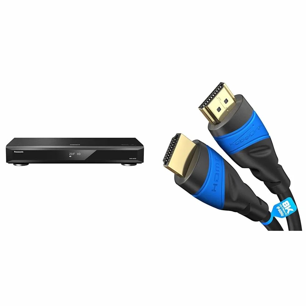 Panasonic DMR-UBC90EGK Nagrywarka Blu-Ray, Czarny, 2 TB & KabelDirekt wszystkie urządzenia HDMI, takie jak PS5/Xbox/Switch - 4K@120Hz, HDMI High Speed z Ethernet, czarny)
