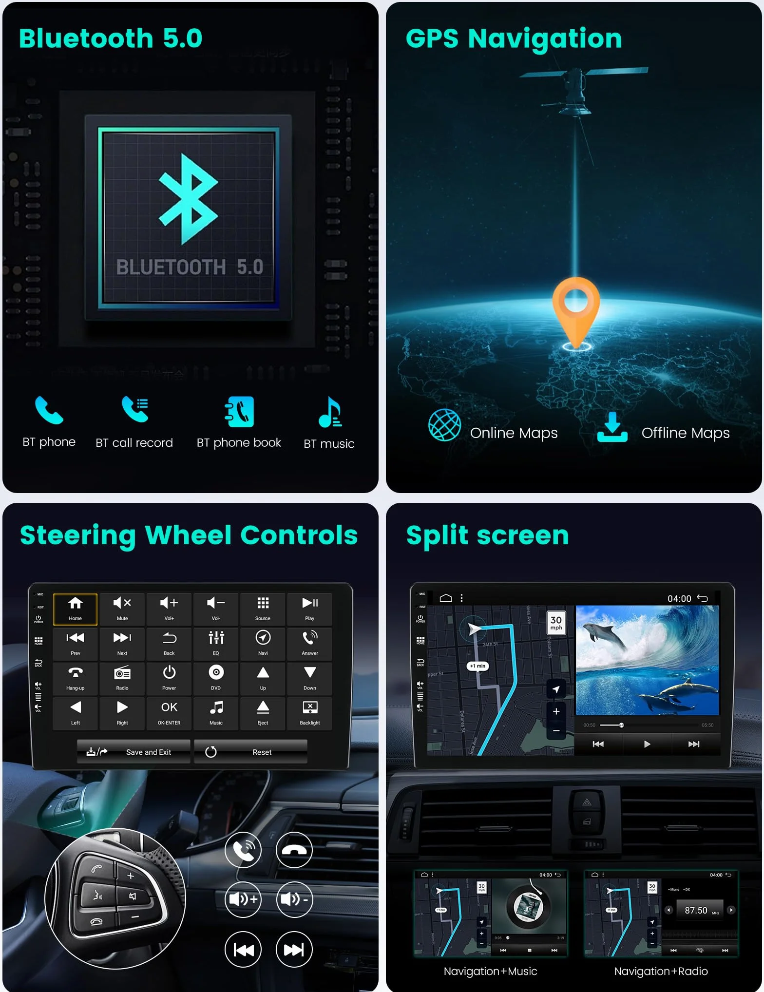 Radio samochodowe 2G+64G Android 15 dla Ford Ranger Everest T6 2016-2020 z ekranem dotykowym Carplay Android Auto DSP 9-calowy ekran dotykowy - lustro Link GPS WiFi BT FM/RDS SWC Fast Boot