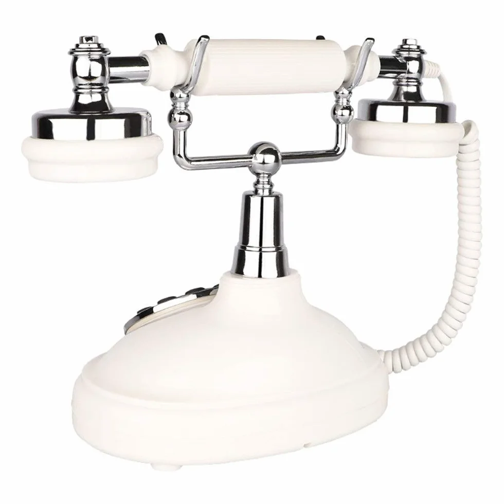 Telefon stacjonarny do domu Europejski telefon zabytkowy Telefony z tarczą obrotową Retro telefon stacjonarny na biurko, telefon przewodowy do domu i wystroju wnętrz, białe kreatywne telefony retro