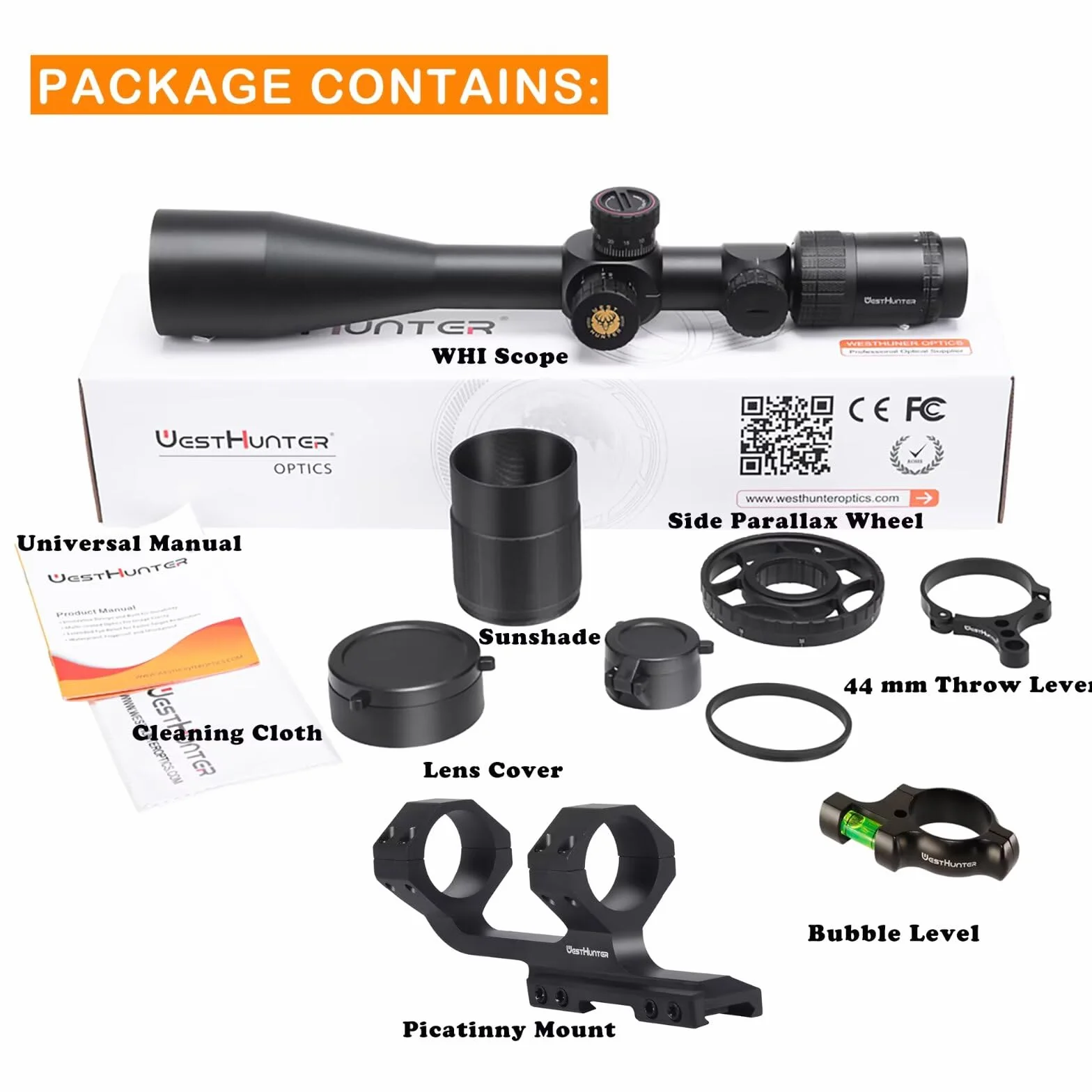 WestHunter Optyka WHI Seria Lunet Celowniczych do Myślistwa, 30 mm First Focal Plane, Czerwono-Zielone Podświetlenie, Taktowe Lunety Celownicze Precyzyjne 1/10 MIL | 2 Typy