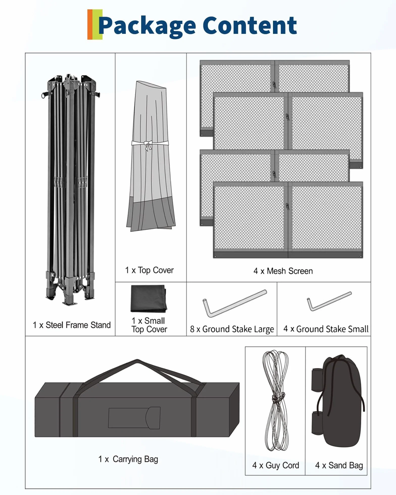 Garvee One-Push, ochrona UV 50+ - składany pawilon 3 x 3 m z moskitierą, podwójny dach, 4 worki na piasek, regulowana wysokość, wodoszczelność - idealny do ogrodu, na taras, grill