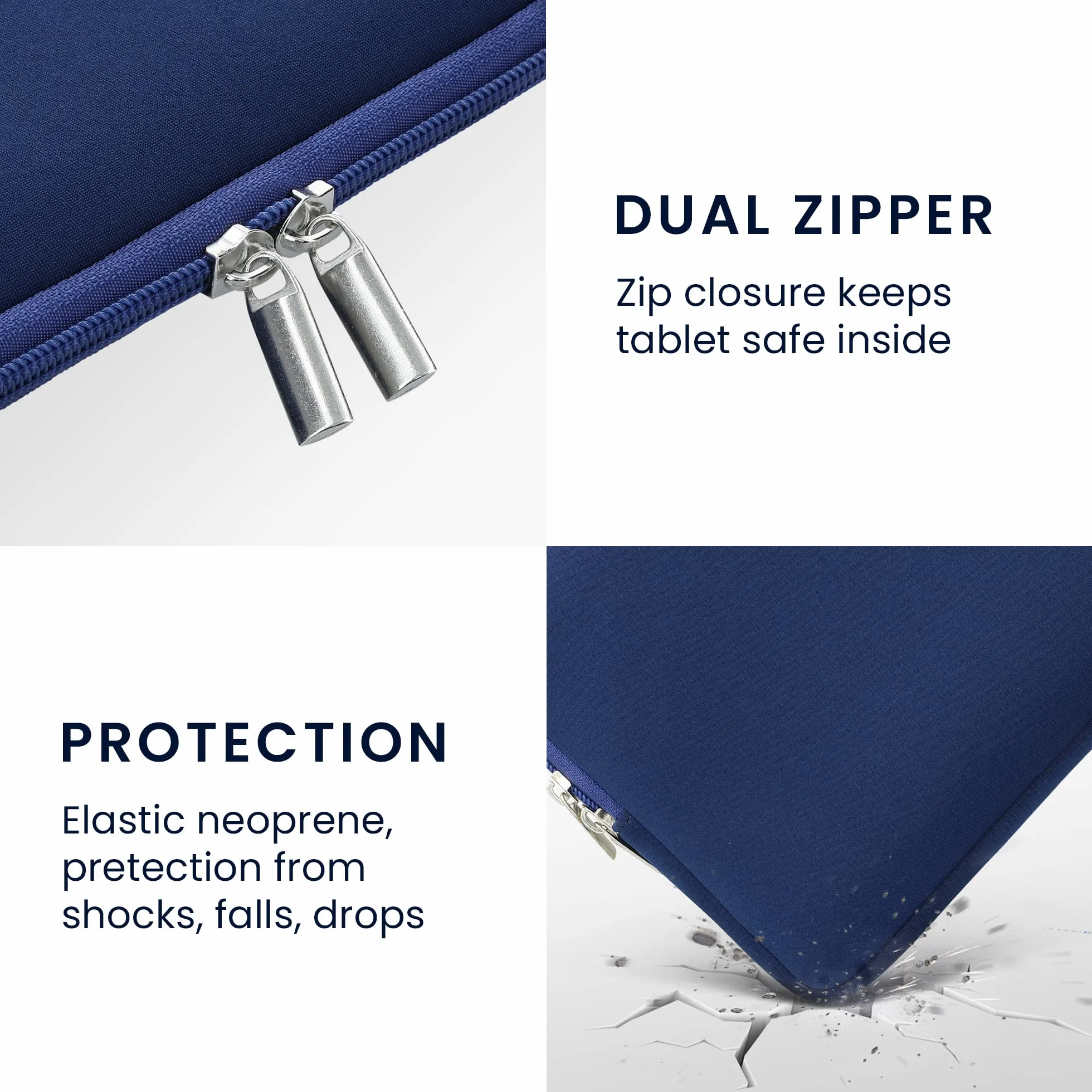 kwmobile Neoprenowe etui kompatybilne z tabletem 24.6 cm-27.9 cm, uniwersalne etui z zamkiem błyskawicznym, ciemnoniebieskie