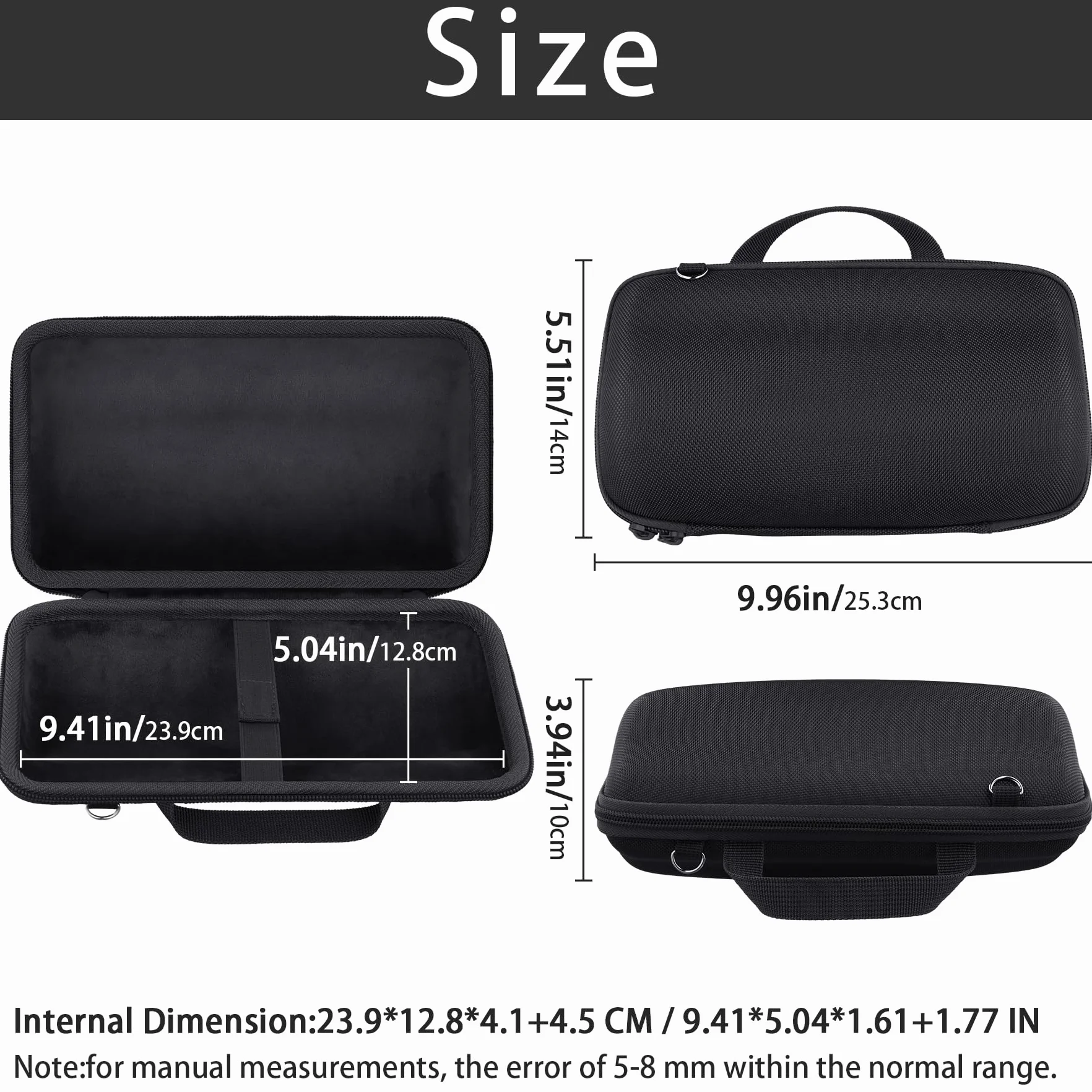 Khanka do ładowania JBL Charge 6/ Charge 5/ Charge 4 Przenośny głośnik Bluetooth Podróżny sztywny futerał transportowy z opaską na ramię, tylko etui, czarny, JBL Charge 6, Minimalistyczny