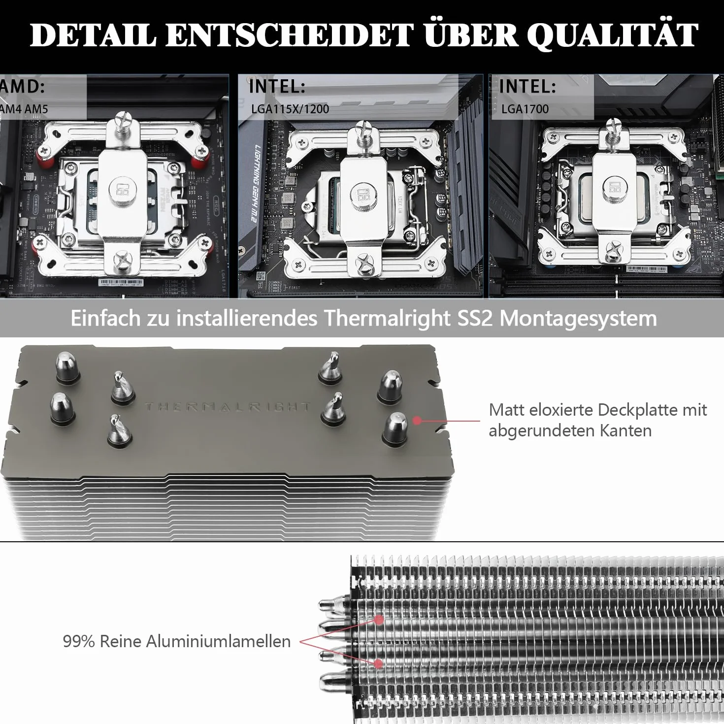 Thermalright Assassin Spirit 120 V2 PLUS wentylator chłodzący CPU, 4 rury grzewcze, podwójny wentylator PWM Quiet Fan CPU, radiator do AMD AM4 AM5/Intel 1700/1150/1151/1200(AS120 V2 Plus)