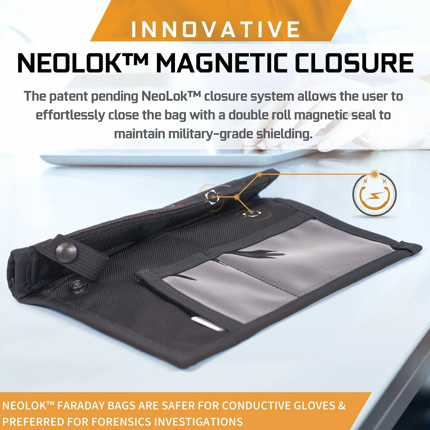 Mission Darkness NeoLok Torba Faraday bez okna na telefony (+ bezpieczne zamknięcie magnetyczne) // ochrona urządzeń dla organów ścigania i wojska, bezpieczeństwo danych, zabezpieczenie przed