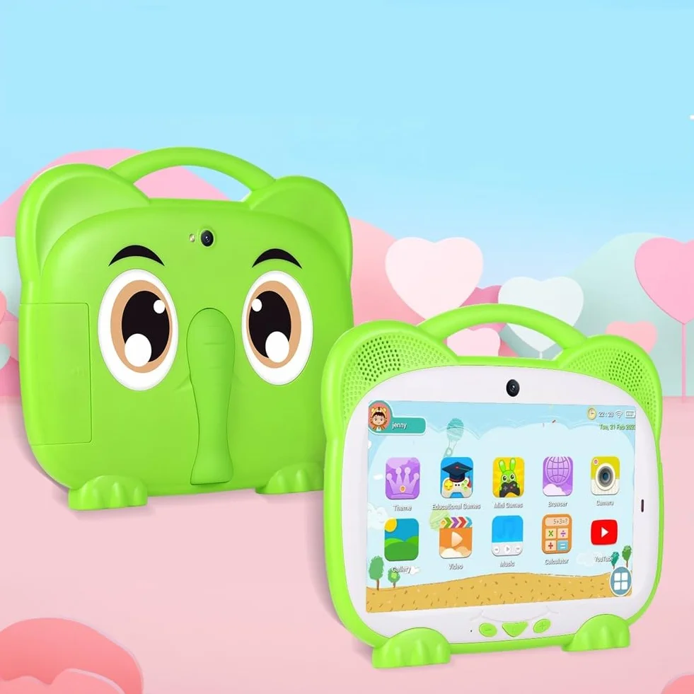 7-calowy tablet dla dzieci czterordzeniowy 1+8G podwójna karta WiFi Android 7.0 tablety do nauki edukacji dzieci oprogramowanie dla dzieci, zielony
