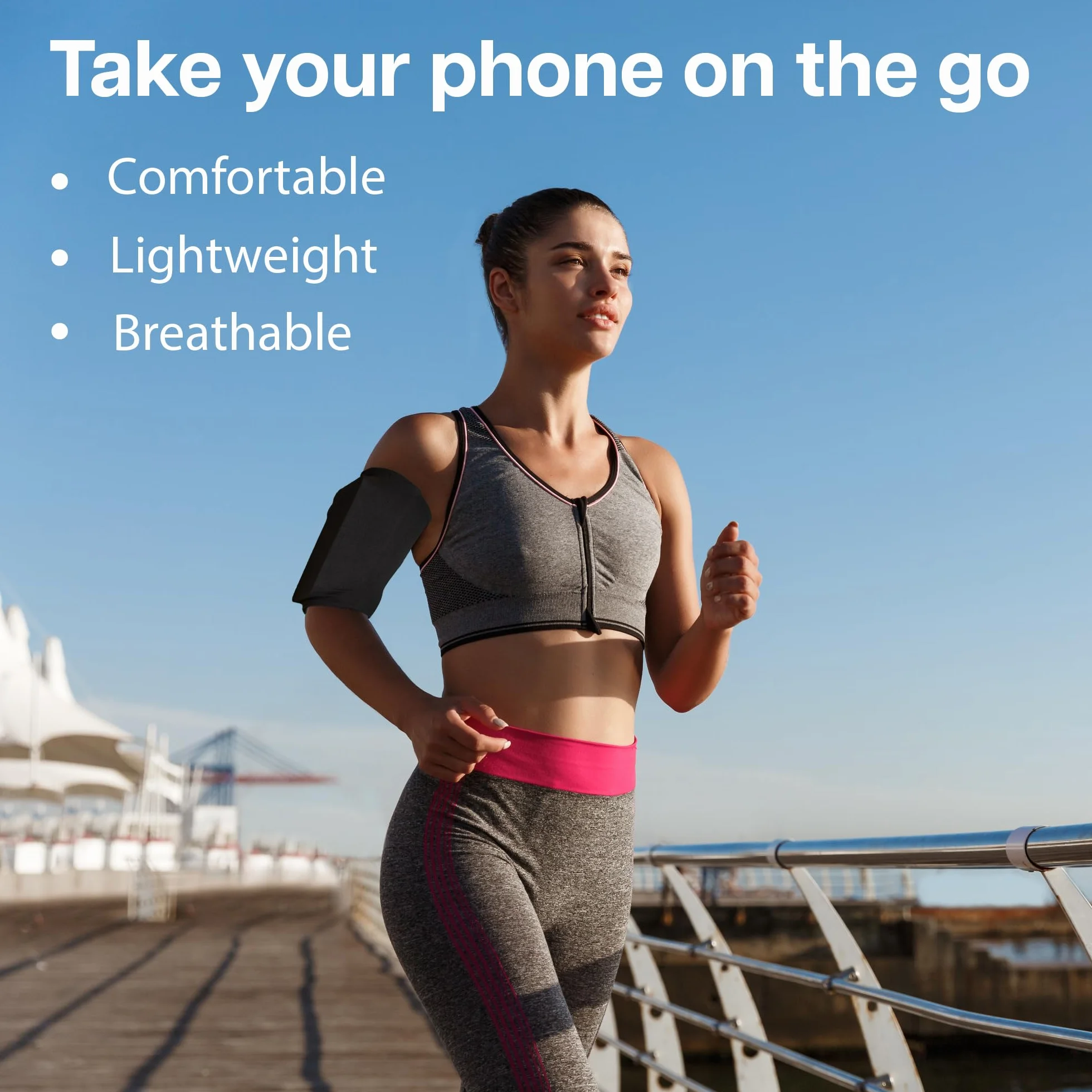 MMOBIEL Sportowa Opaska na Telefon Rozciągliwa XL 40-50 cm Czarna