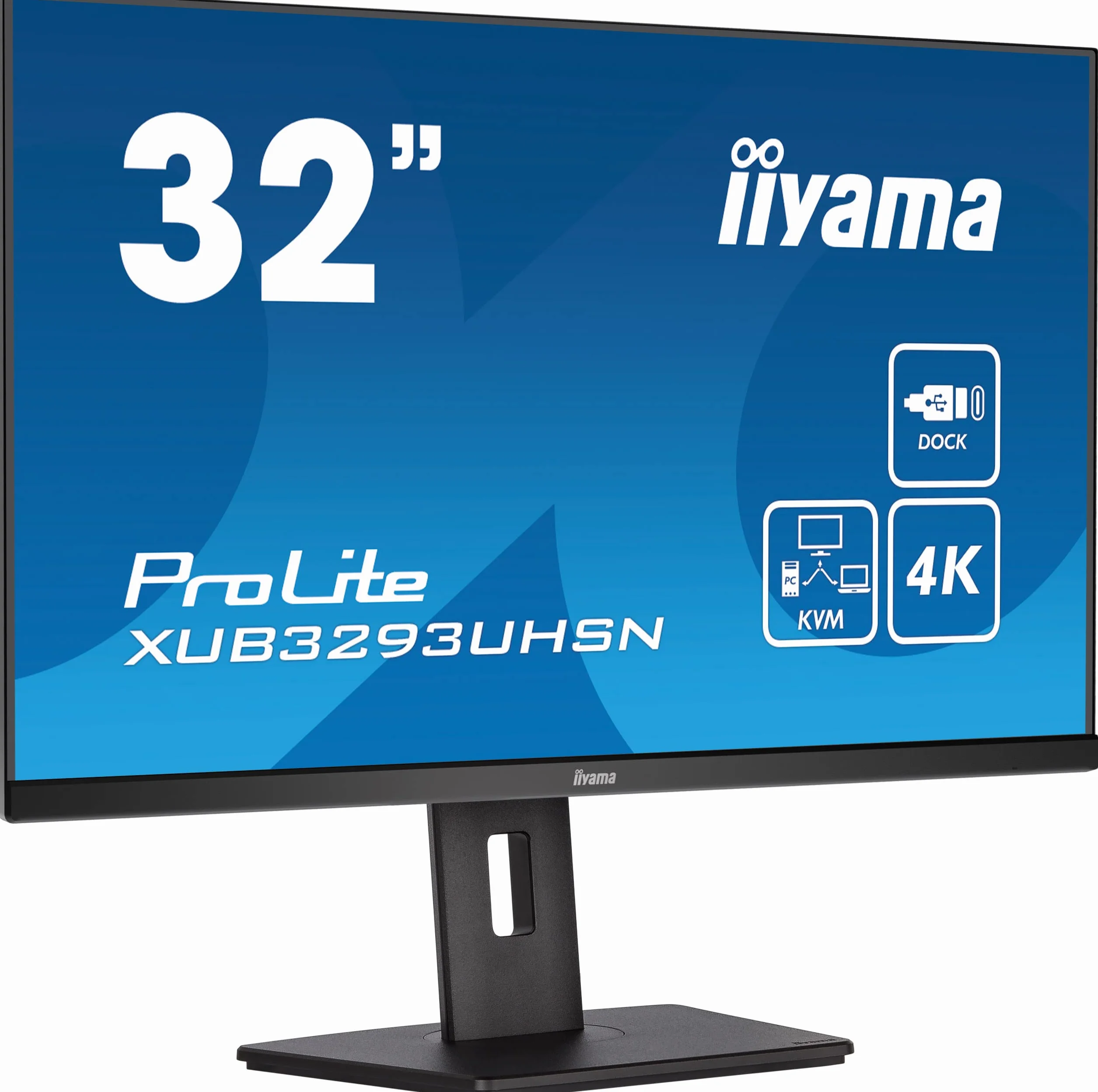 iiyama Prolite XUB3293UHSN-B5 80 cm 31,5" IPS LED monitor 4K UHD HDMI DP USB3.0 USB-C 65 W LAN przełącznik KVM Slim-Line regulacja wysokości, czarny