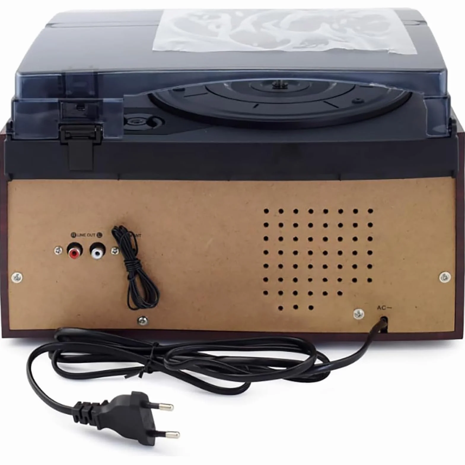Retro Centrum Muzyczne, Gramofon Z Magnetofonem Kasetowym I Odtwarzaczem CD, 3 Prędkości Z Pokrywą Przeciwkurzową, Bluetooth Radio FM USB I Wbudowane Głośniki Stereo