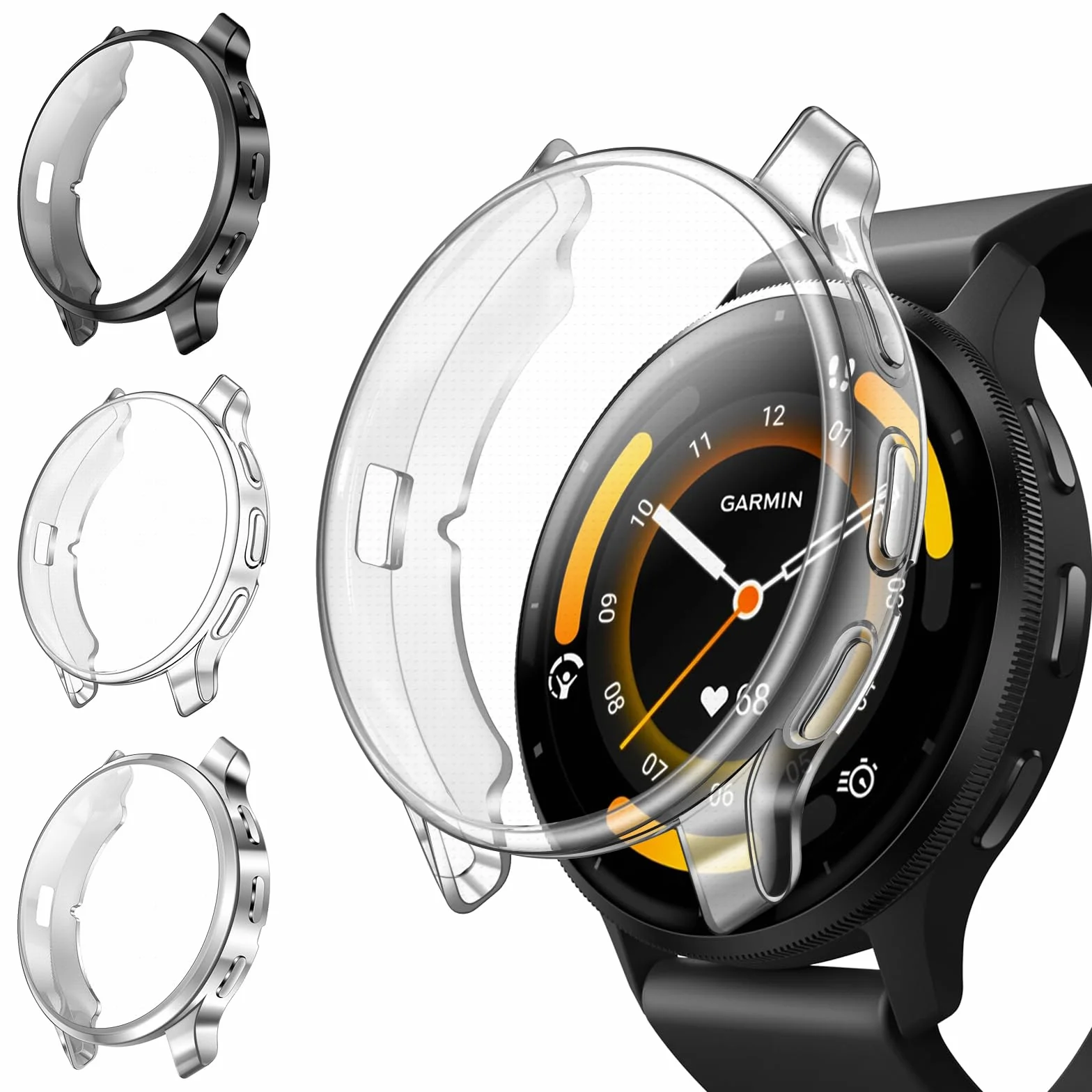 Fintie Etui ochronne kompatybilne z Garmin Venu 3 (45 mm), [3 sztuki], miękkie tworzywo TPU ochrona wyświetlacza, obudowa
