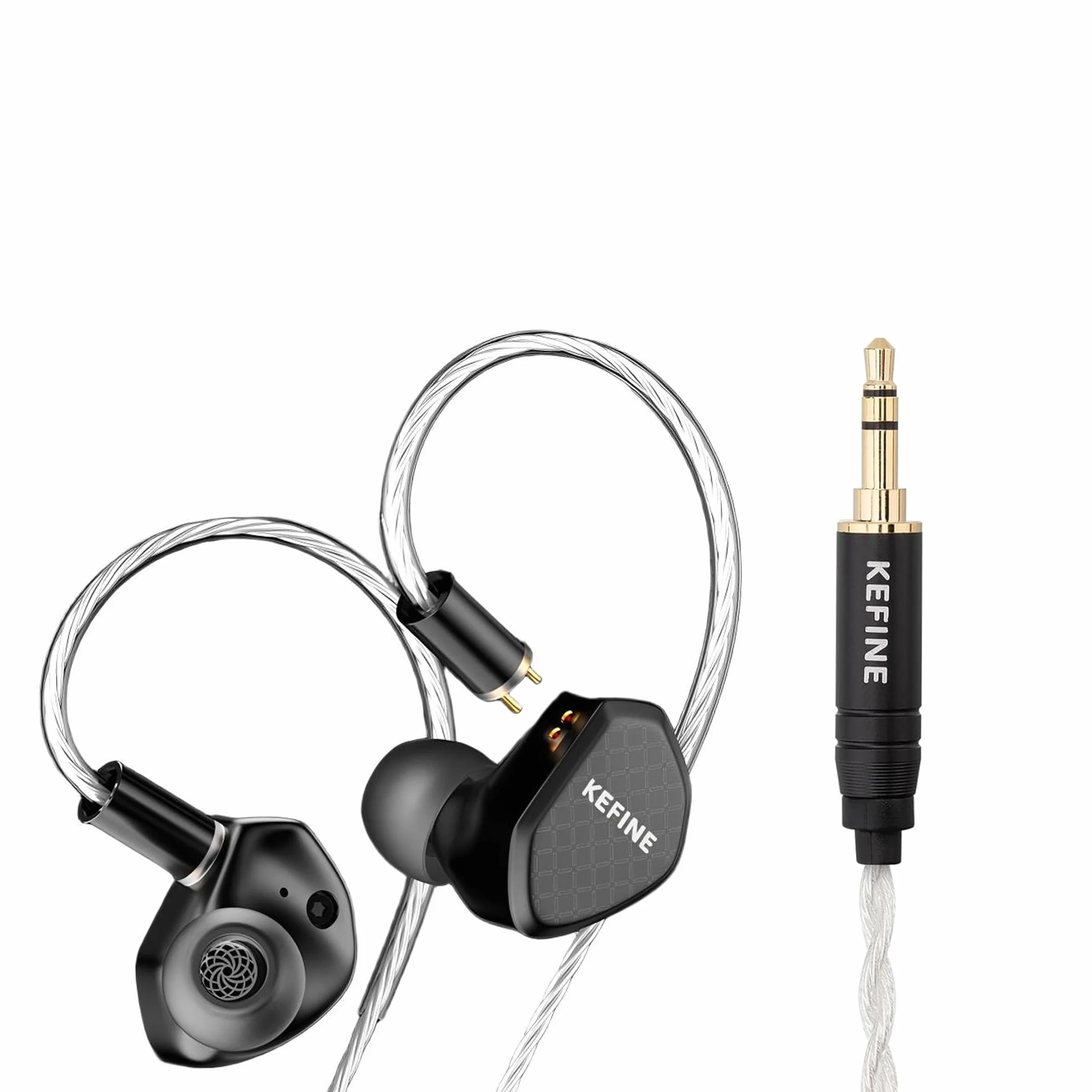 KGUSS KEFINE Klean Przewodowe monitory douszne HiFi, membrana 10 mm, z dynamicznym sterownikiem DLC, z odłączanym posrebrzanym kablem 0,78 mm, 2-pinowym, wymiennymi dyszami, słuchawki douszne do gier