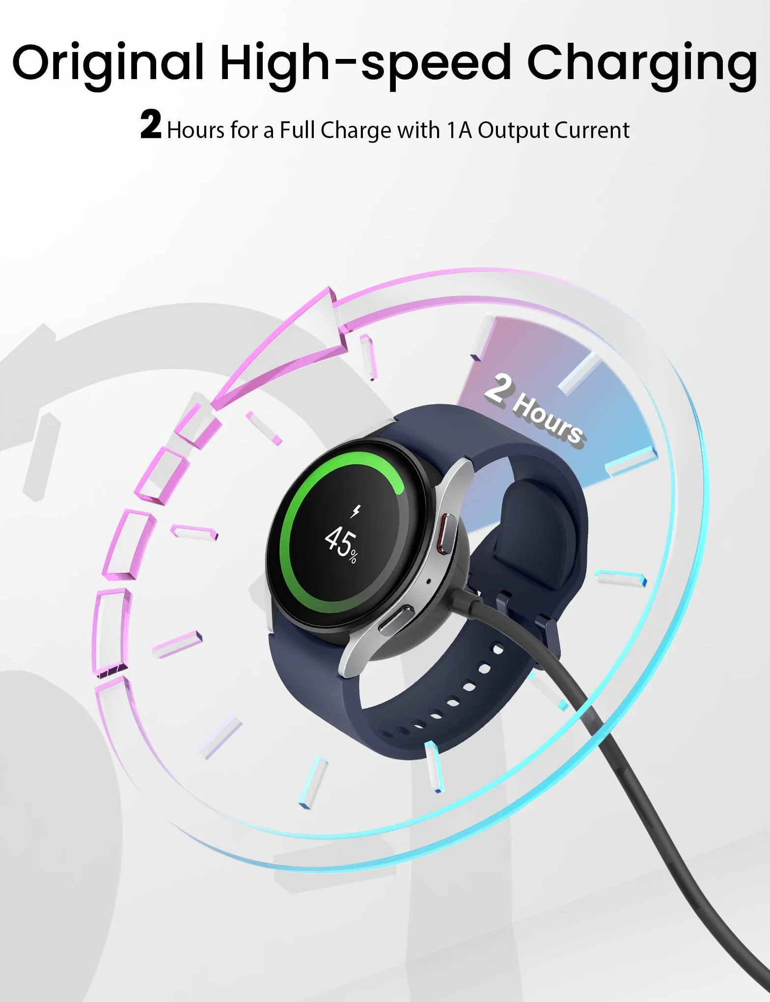 Sinoacc Ładowarka kompatybilna z Samsung Galaxy Watch 7 / Ultra/6/6 Classic / 5/5 Pro/4/4 Classic / 3 / Active 2 / Active 1 Galaxy, magnetyczny kabel USB SM-R500, SM-R830, akcesoria do smartwatcha, 2