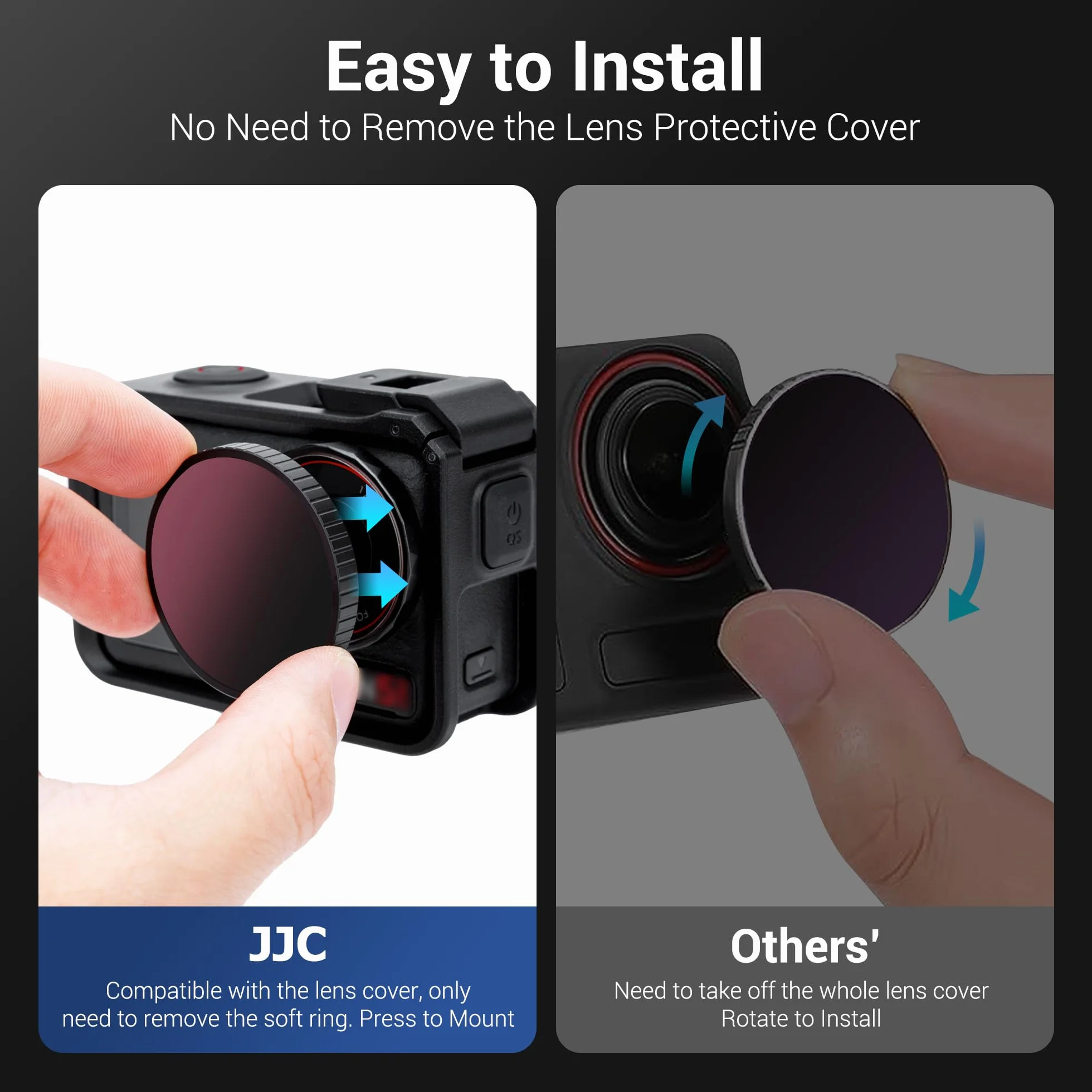 JJC Zatrzaskowy zestaw filtrów ND PL do DJI Osmo Action 5 4 3, CPL ND8 ND16 ND32 kompatybilny z akcesoriami DJI Action5, okrągły filtr polaryzacyjny o neutralnej gęstości, wielowarstwowa aluminiowa