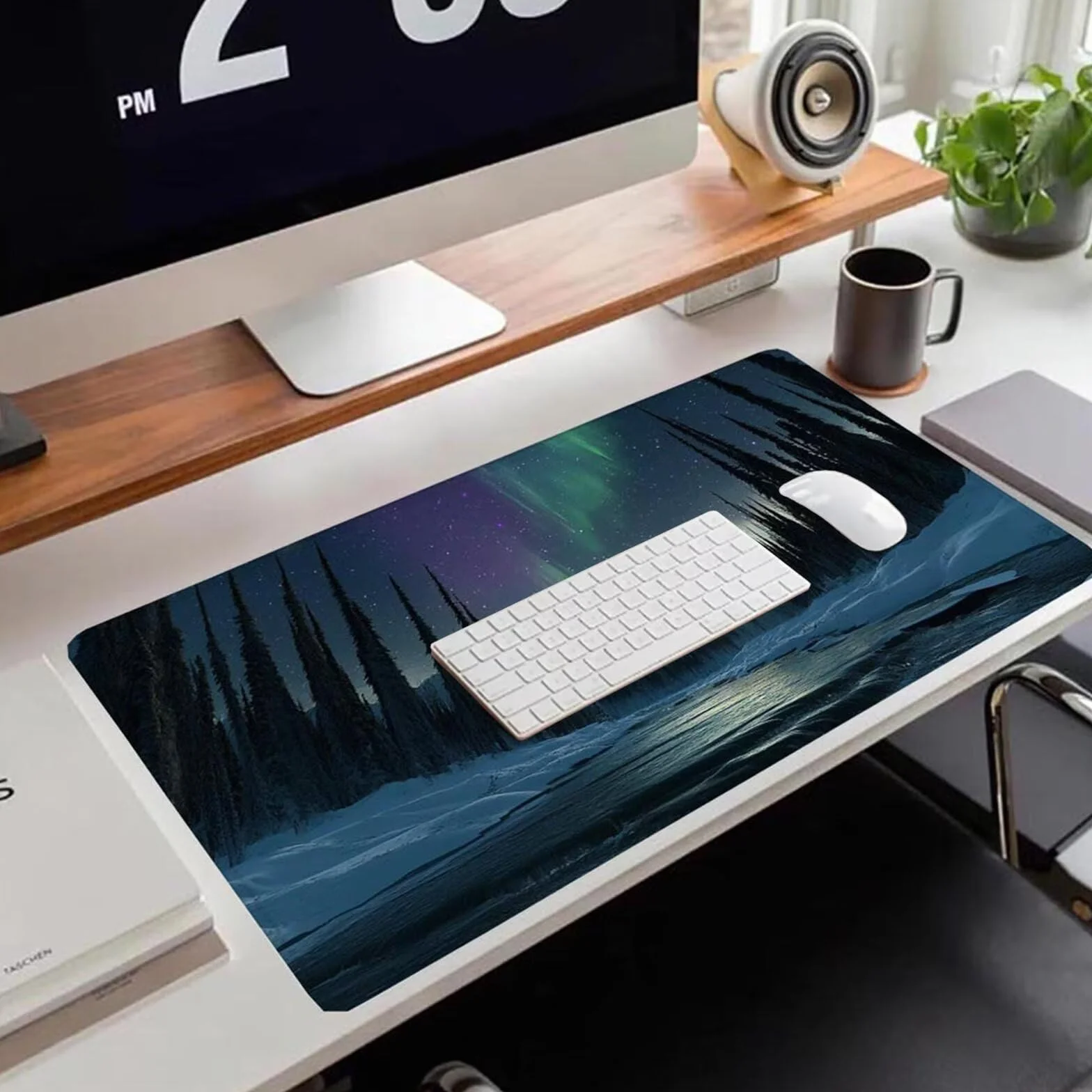 Gamingowa podkładka pod mysz 1200 x 600 x 3 mm, XXL, wodoszczelna, odporna na ścieranie, ze zszytymi krawędziami, podkładka na biurko, poprawia prędkość i precyzję, do komputera, biura, wzór drzewa xn