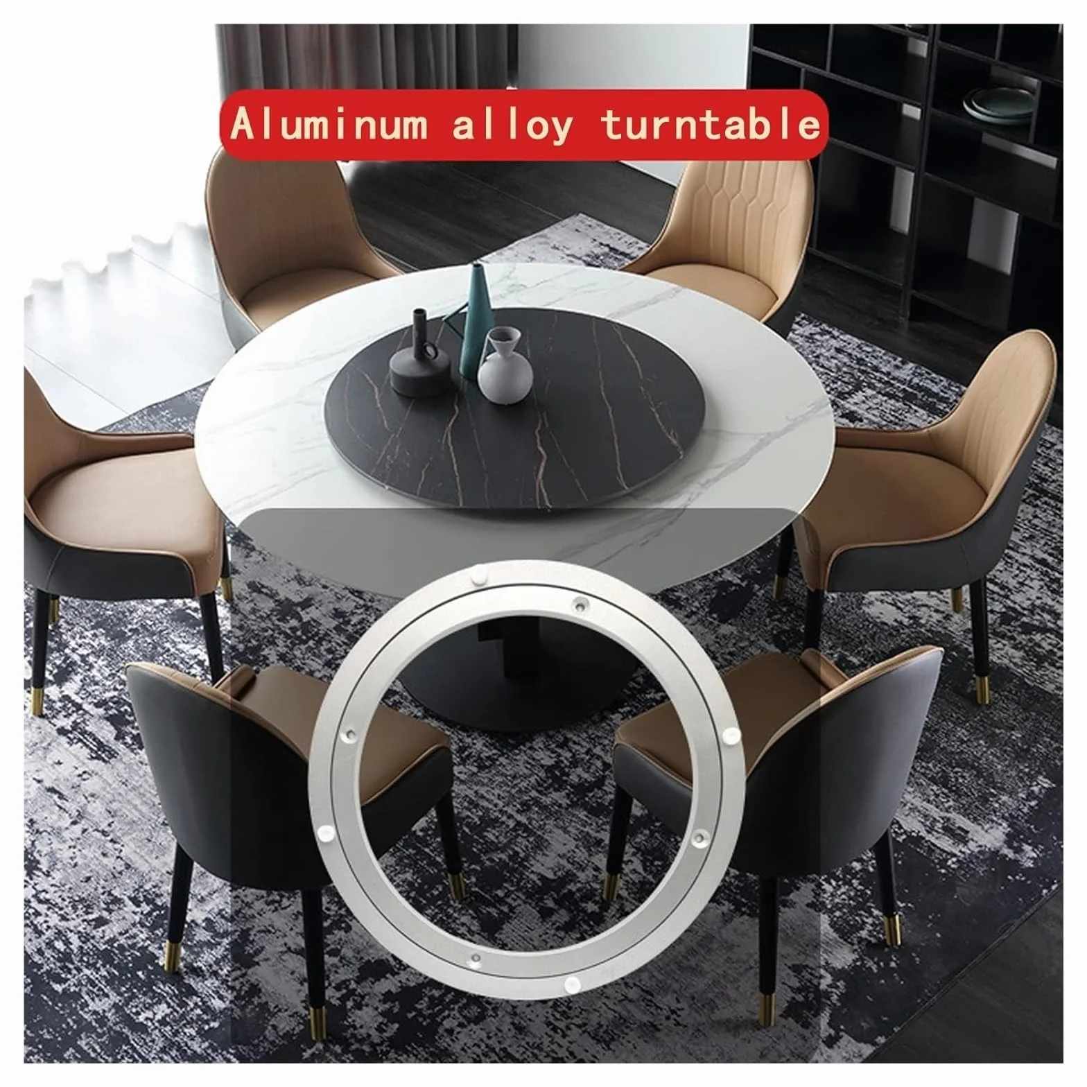 Obrót stołu, 1 szt., metalowe łożysko stojaka karuzeli gramofonu, płyta obrotowa łożyska obrotowego ze stopu aluminium o dużej wytrzymałości(15 inches (390mm))