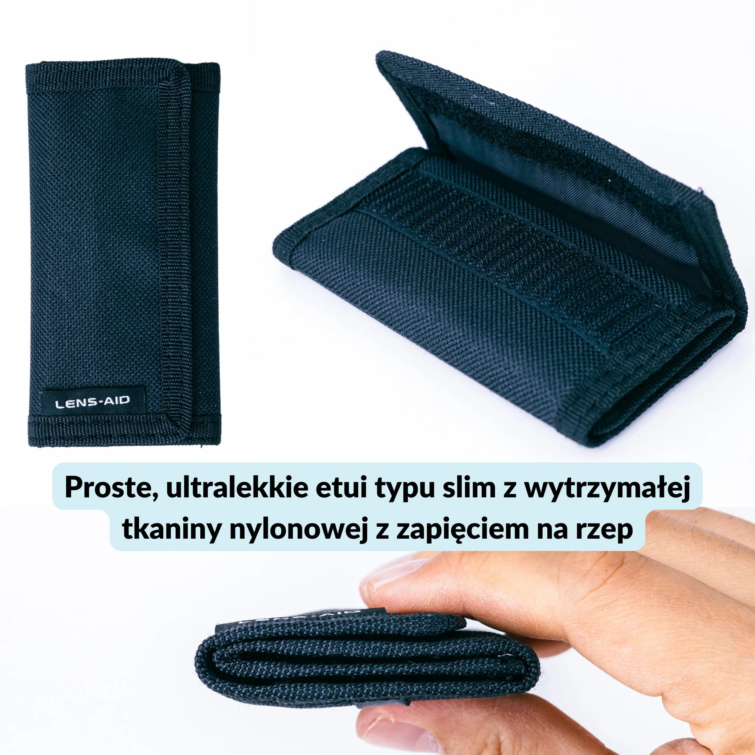 Lens-Aid Etui na karty SD do przechowywania: Kompaktowe etui na maksymalnie 9 kart SD, CFexpress, XQD, gry Switch - Etui wykonane z wytrzymałej tkaniny nylonowej z zapięciem na rzep i pętelką