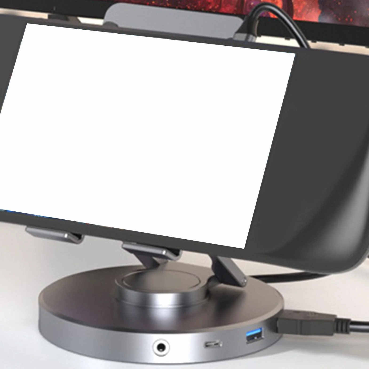 Stojak na stację dokująCą USB C, Regulowany Uchwyt na Tablet 10 W 1 z Czytnikiem Kart 4K 60 Hz Gigabit Ethernet 3,5 Mm Jack 100 W PD, Laptopy, Tablety, Konsole do Gier