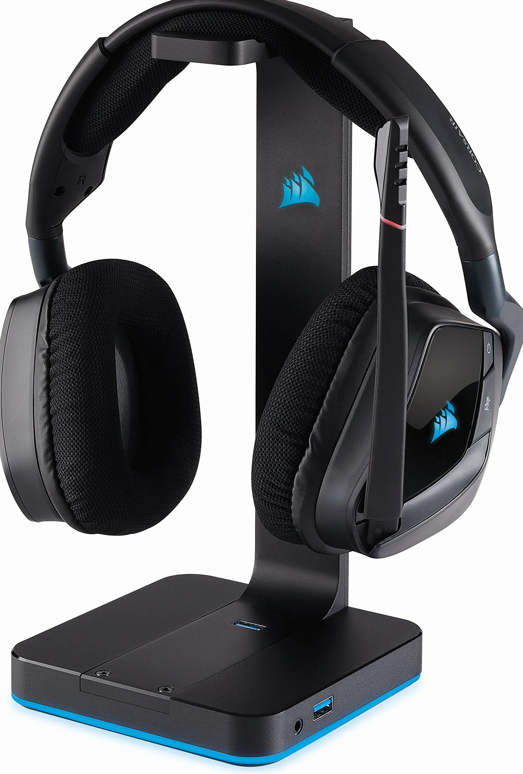 Corsair CA-9011167-EU, Premium Stojak na Słuchawki z Aluminium 2 x USB 3.1, Czarny