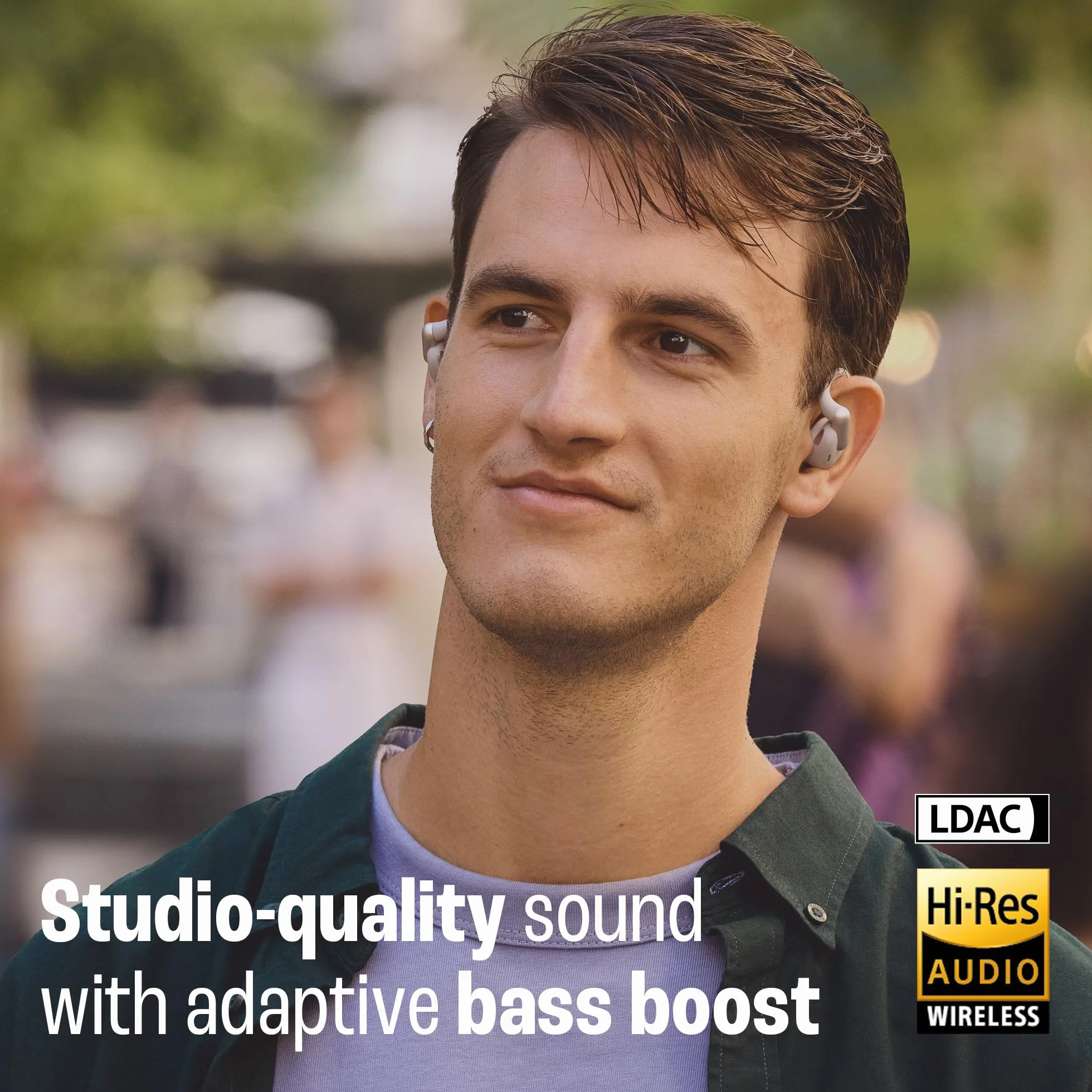 JBL Sense Pro, Bezprzewodowe Słuchawki Douszne, Białe | Otwartą Konstrukcją i Zaczepem na Ucho, JBL OpenSound, 38 Godziny Działania, Odporne na Wodę i Kurz IP57