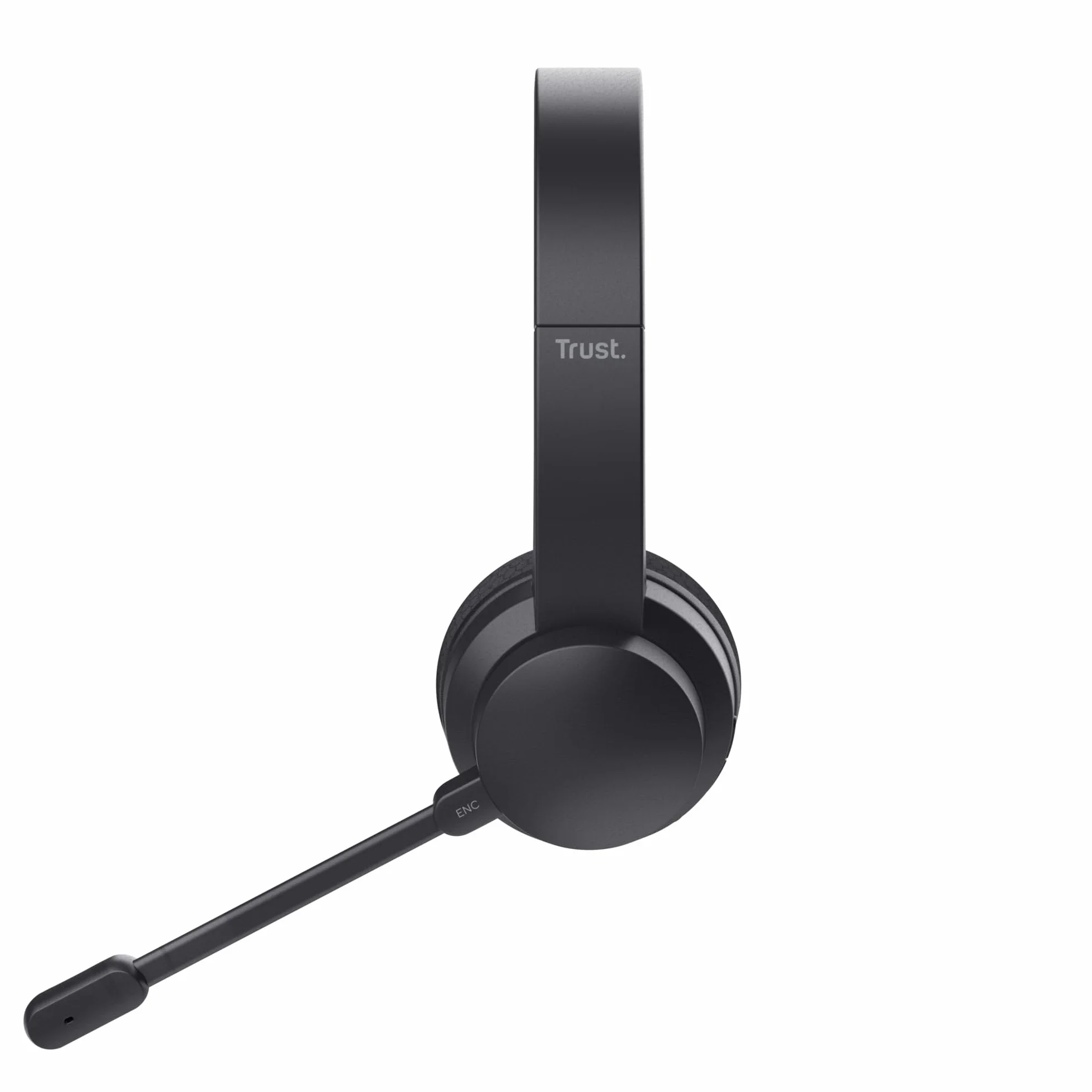Trust Roha II nauszny bezprzewodowy zestaw słuchawkowy Bluetooth, czarny | mikrofon ENC, lekkie słuchawki z akumulatorem, 85% materiału z recyklingu, headset do PC Mac biura pracy Zoom Teams