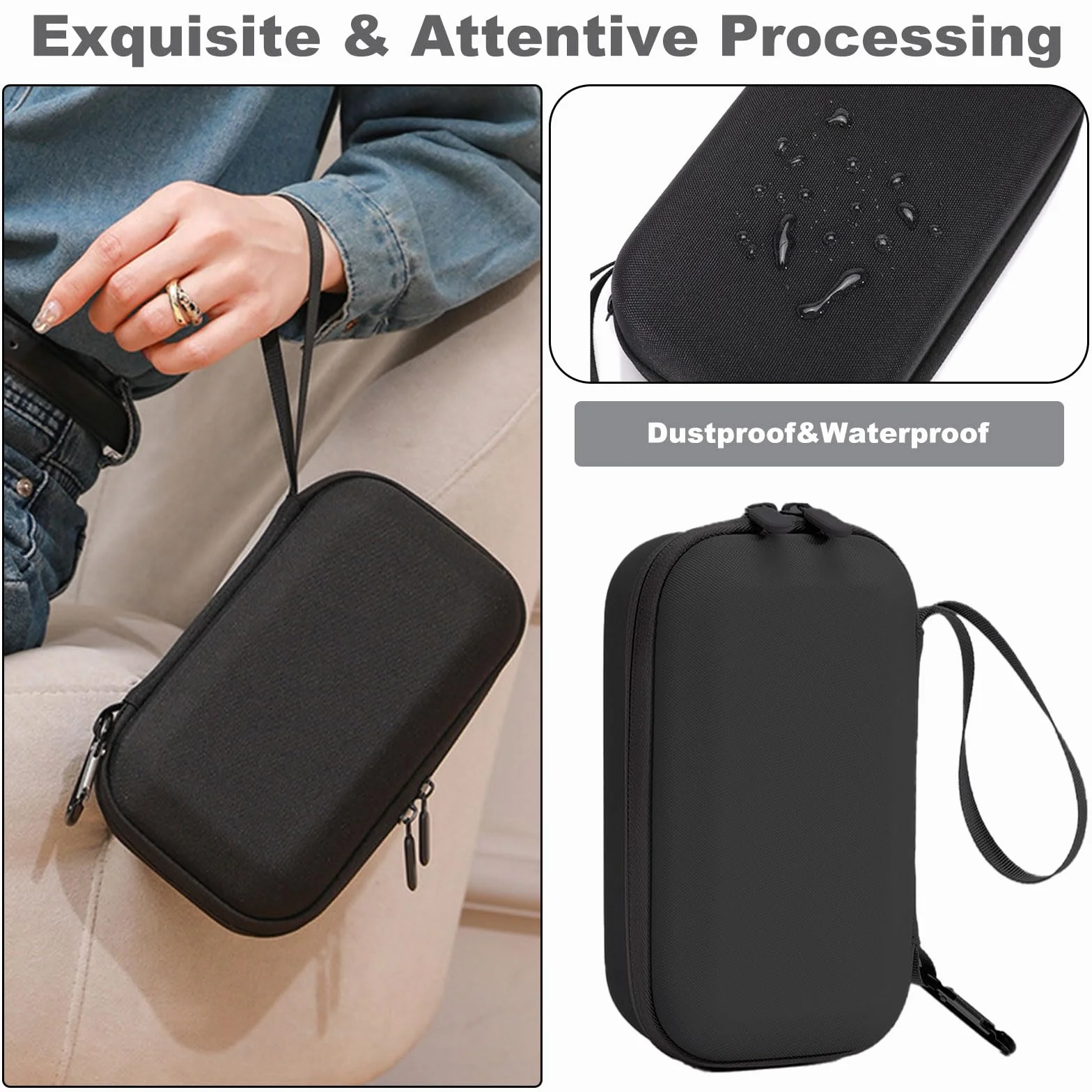 Osmo Mobile 7 Case, DJI OM 7/OM 7P Gimbal Case, przenośna torba do przechowywania PU do Osmo Mobile 7 i 7P Stabilizator Akcesoria, jasnoszara, czarny, 23 x 13 x 7.5 cm, Classic