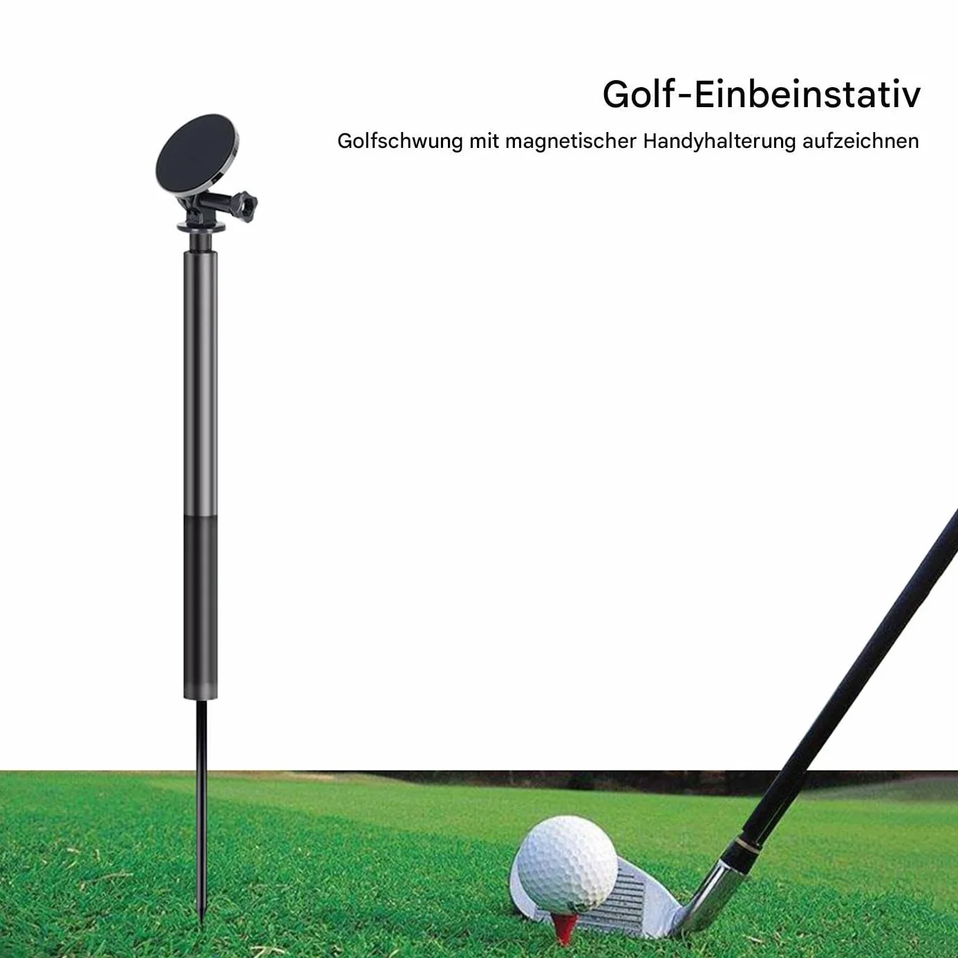 Statyw Golfowy Do Telefonu Uchwyt Golfowy Na Telefon | Wysuwany Obrotowy Magnetyczny Uchwyt Samochodowy 360 Stopni Regulowana Wysokość Do Wideokonferencji Gotowania Na Zewnątrz
