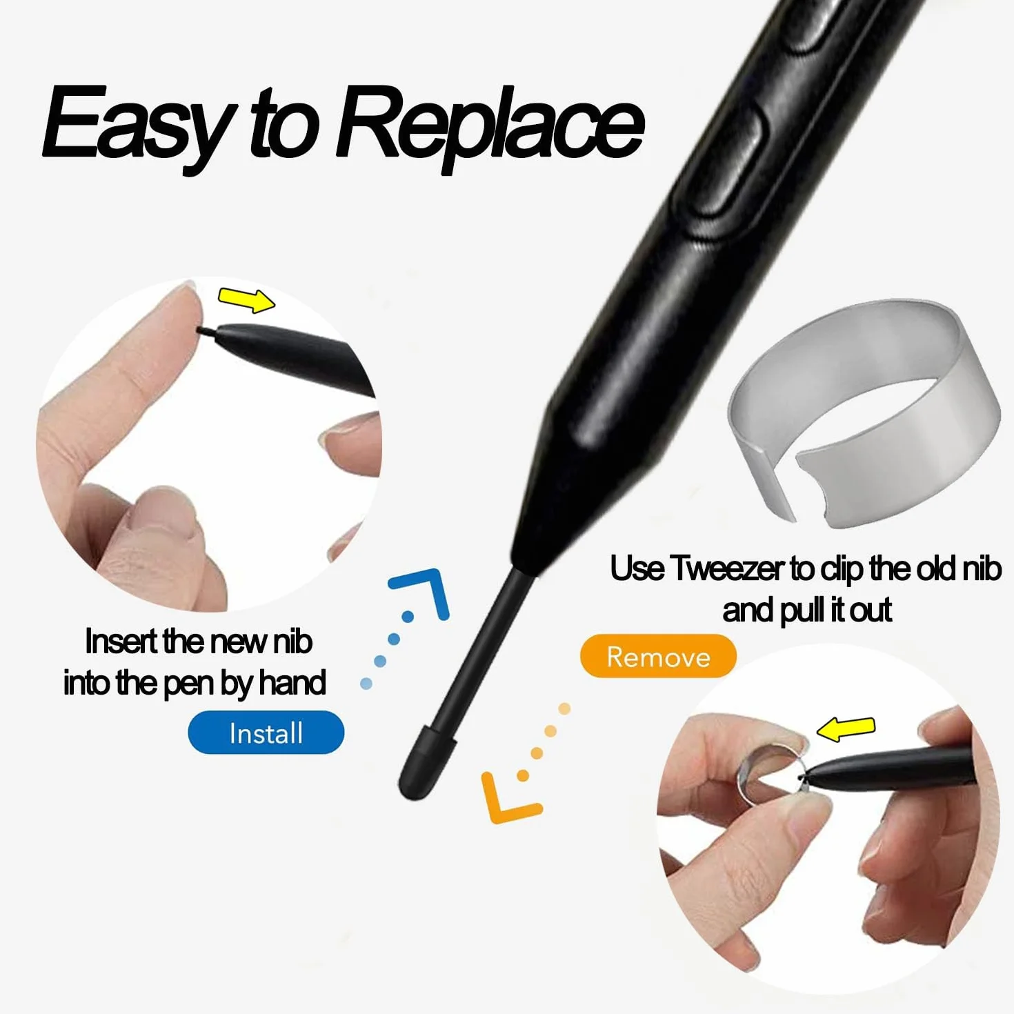 [10 sztuk] Wymienne końcówki do One By Wacom Pro Pen 3 (ACP50000DZ), czarne