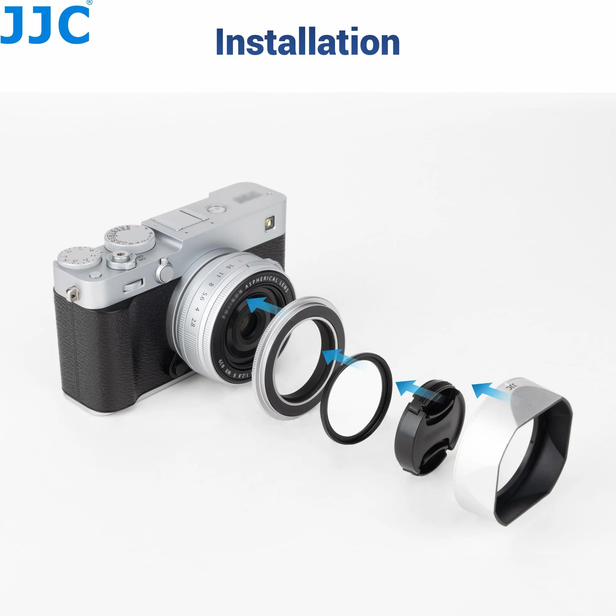 JJC Osłona obiektywu i magnetyczny pierścień adaptera kompatybilny z obiektywami Fujifilm X-E5 + XF 23 mm F2.8 R WR, XF 27 mm F2.8 R WR, XF27mm F/2.8 Lens, pasuje do filtra 39 mm i osłony obiektywu