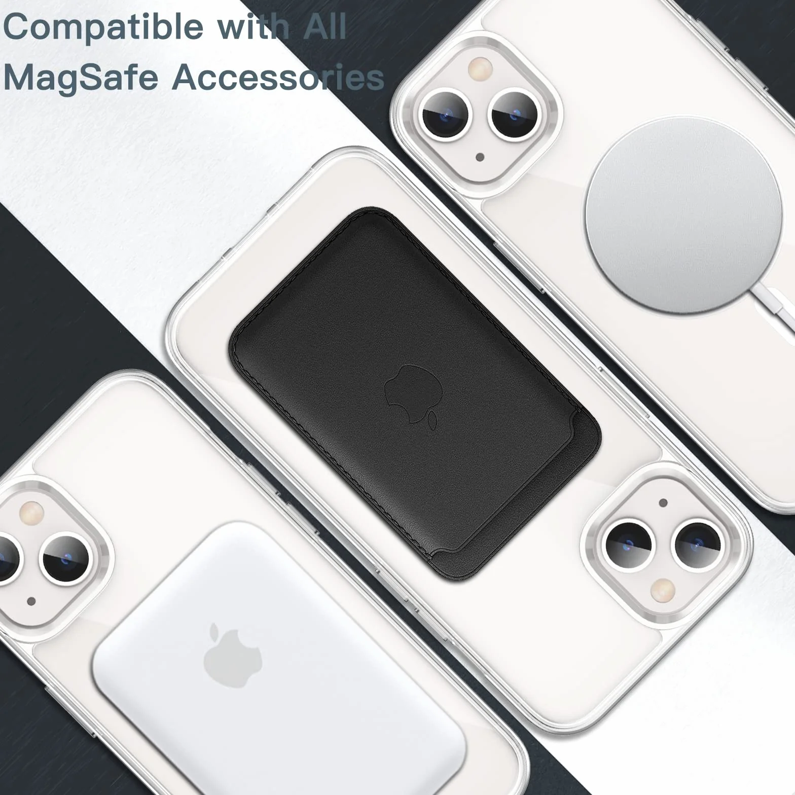 JETech Magnetyczna Etui dla iPhone 13 6,1 Cala Kompatybilny z MagSafe Bezprzewodowy Ładowanie Odporny Wstrząsy Case Przezroczysty Tył
