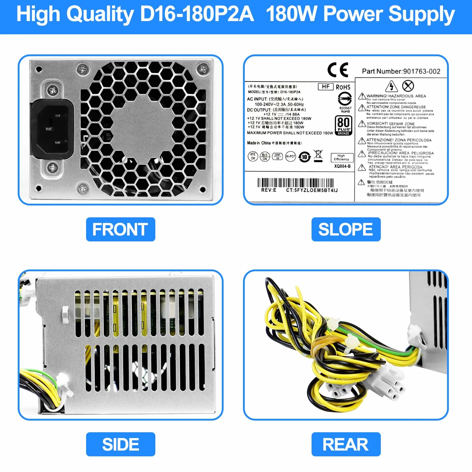 Nowy D16-180P2A D16-180P1B PA-1181-6 zasilacz 180 W kompatybilny z HP ProDesk 800 G3 sff 600 G3 sff, HP 280 Pro G3 MT 285 Pro G3 MT, P/N: L08261-000 L08 L08 261-002 901771-004 901771-003