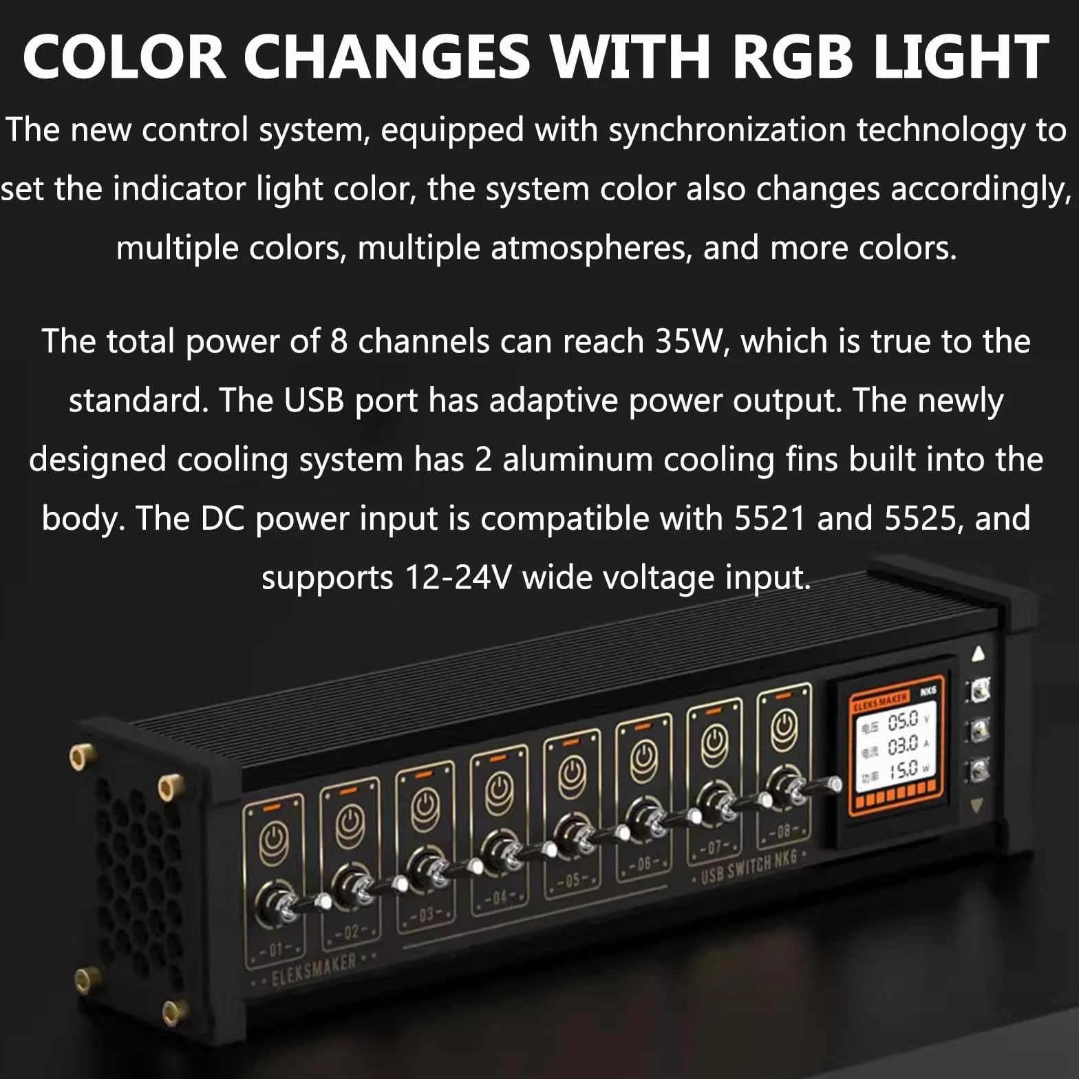 8 Port USB Docking Station, USB Expansion Dock, 1.54-inch IPS Color Screen, 10 Levels Brightness Adjustment, 8-Way Switch Total, Switch + Button + Voice Control,for Phones, Tablets, and Gadgets