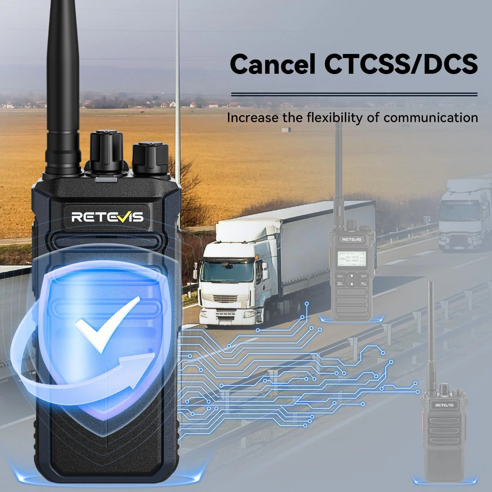 Retevis RT86A Walkie Talkie o Dużym zasięgu, Profesjonalne Radio Dwukierunkowe dla Dorosłych, 2500mAh, Wysokiej Mocy Przenośne Radio do Rozmów Grupowych, Budownictwo, Logistyka i Transport (4 szt.)