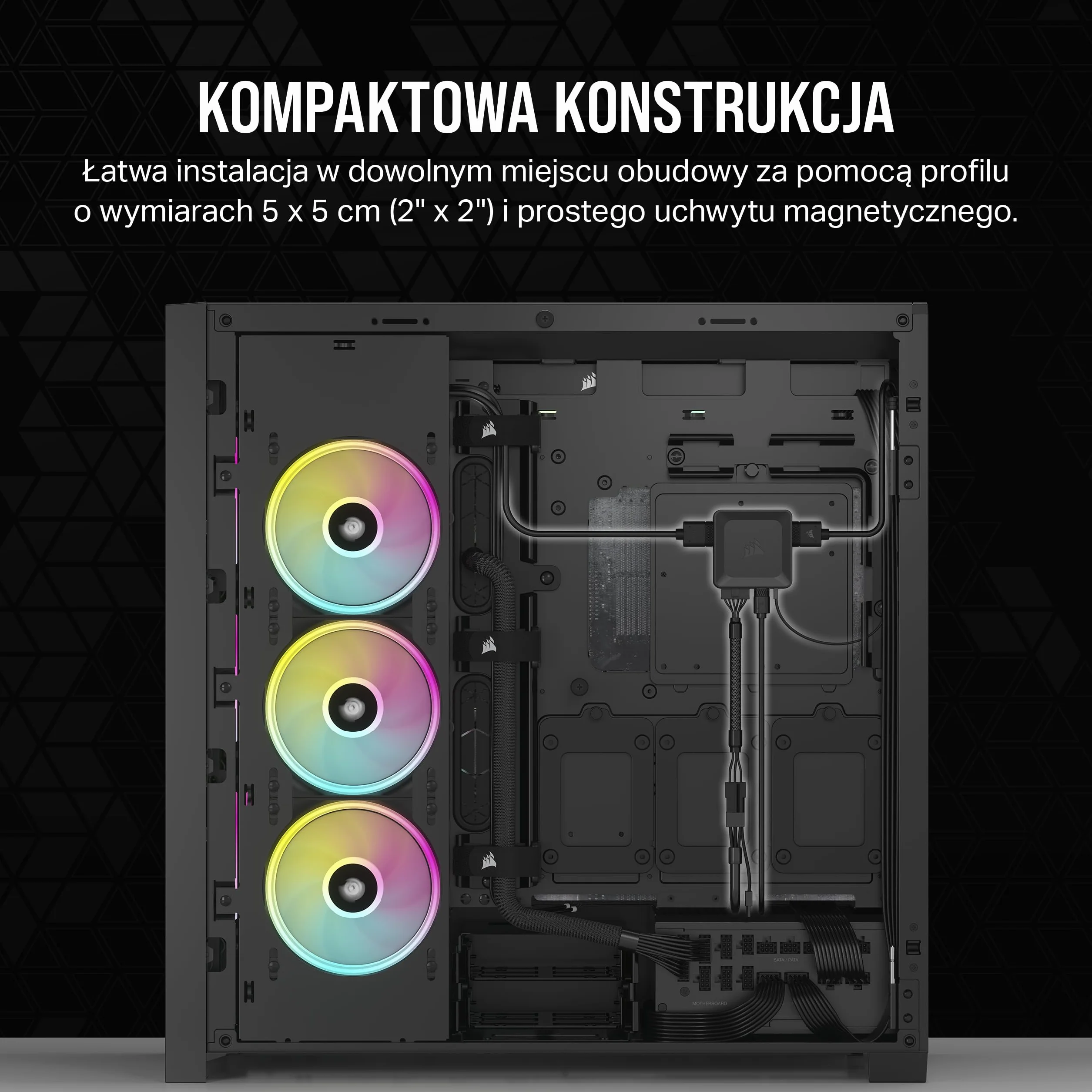 CORSAIR iCUE LINK Koncentrator Systemowy – Możliwość Podłączenia do 14 Urządzeń CORSAIR iCUE LINK – Porządek Dzięki Pozbyciu Się Niepotrzebnych Przewodów – Czarny