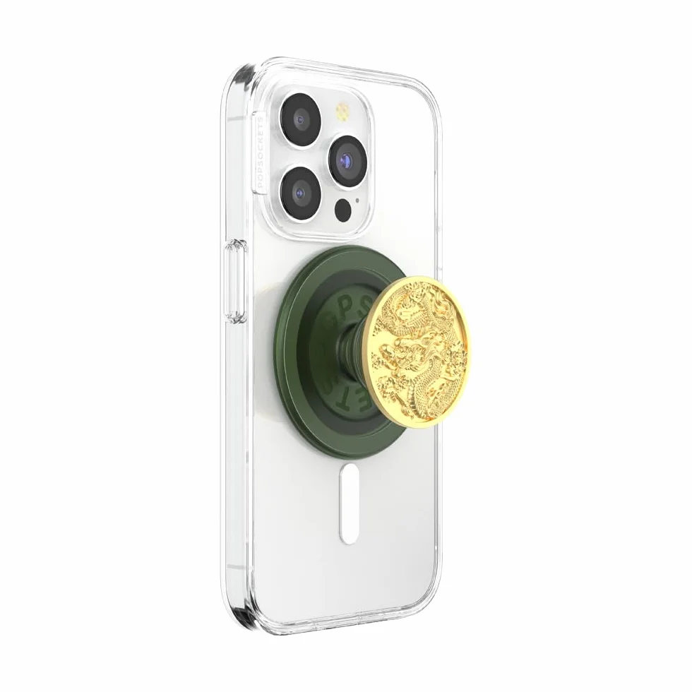 PopSockets Uchwyt do telefonu MagSafe ze stojakiem, stojakiem magnetycznym, wymiennym topem, bezpiecznym uchwytem do iPhone MagSafe, uchwytem na telefon i tablet – Emaliowany smok