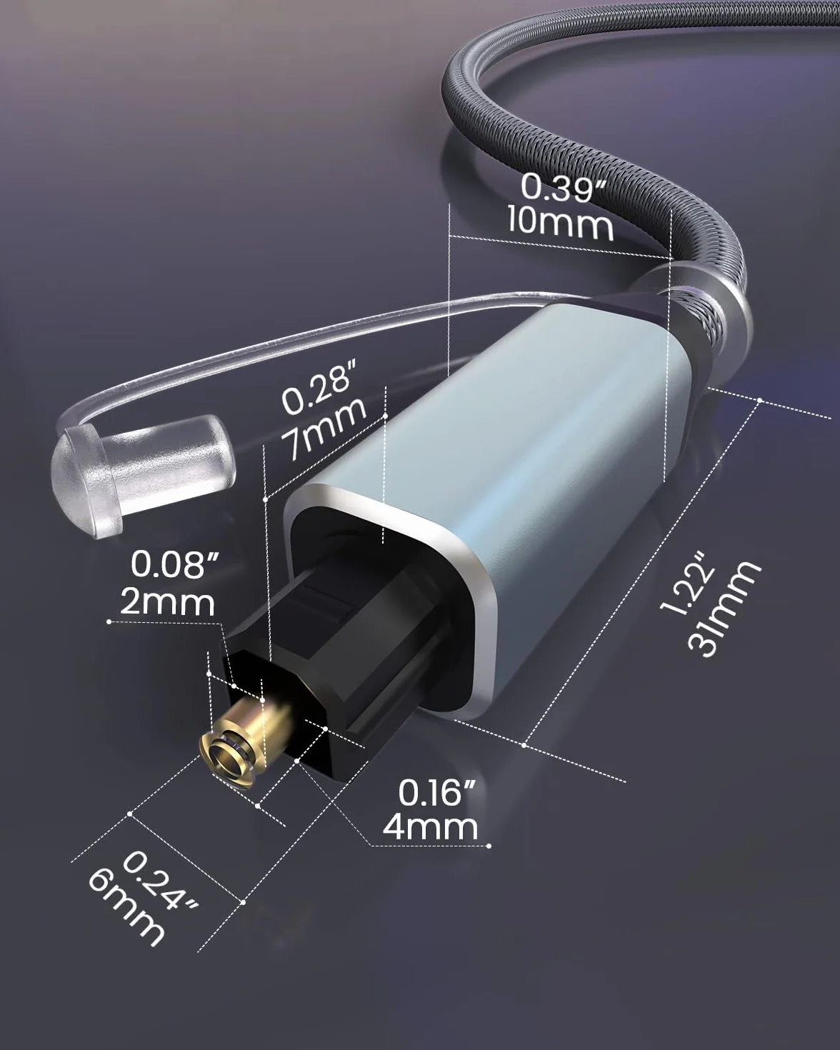 Optyczny kabel audio, nylonowy, pleciony Toslink, kabel optyczny do systemów soundbar stereo, kina domowego, Xbox/PS3/PS4/PS5, DVD, wzmacniacz, kabel światłowodowy, pozłacany 24-karatowym