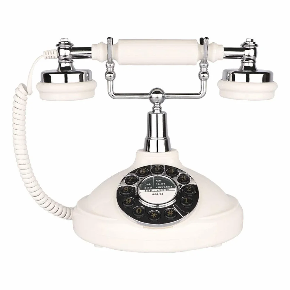 Telefon stacjonarny do domu Europejski telefon zabytkowy Telefony z tarczą obrotową Retro telefon stacjonarny na biurko, telefon przewodowy do domu i wystroju wnętrz, białe kreatywne telefony retro