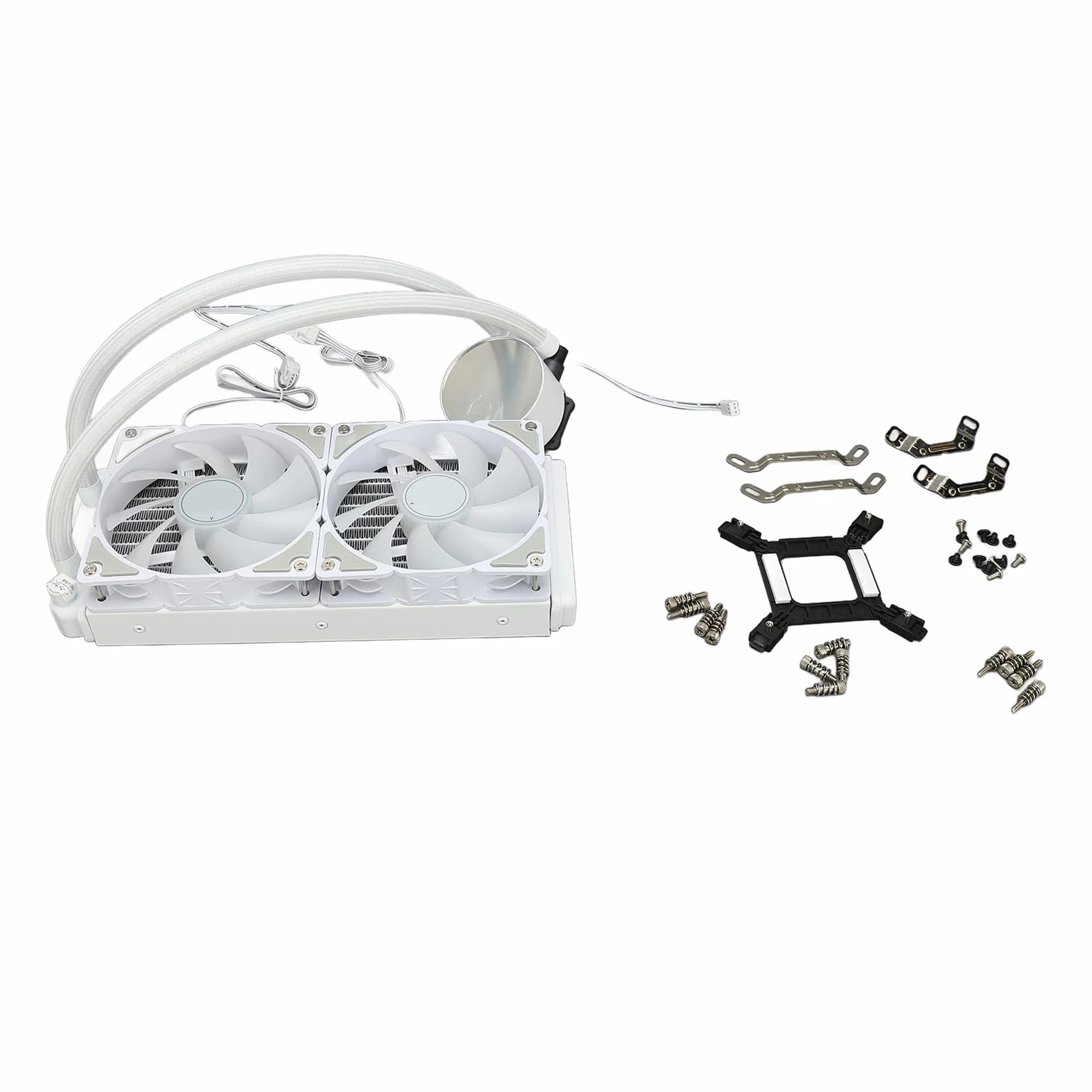 RGB Liquid CPU Podwójny Wentylator Chłodzący wodę Wysokowydajna Aluminiowa Cicha Chłodnica Procesora do Laptopa Komputerowego, Wydajne Chłodzenie dla Entuzjastów Gier