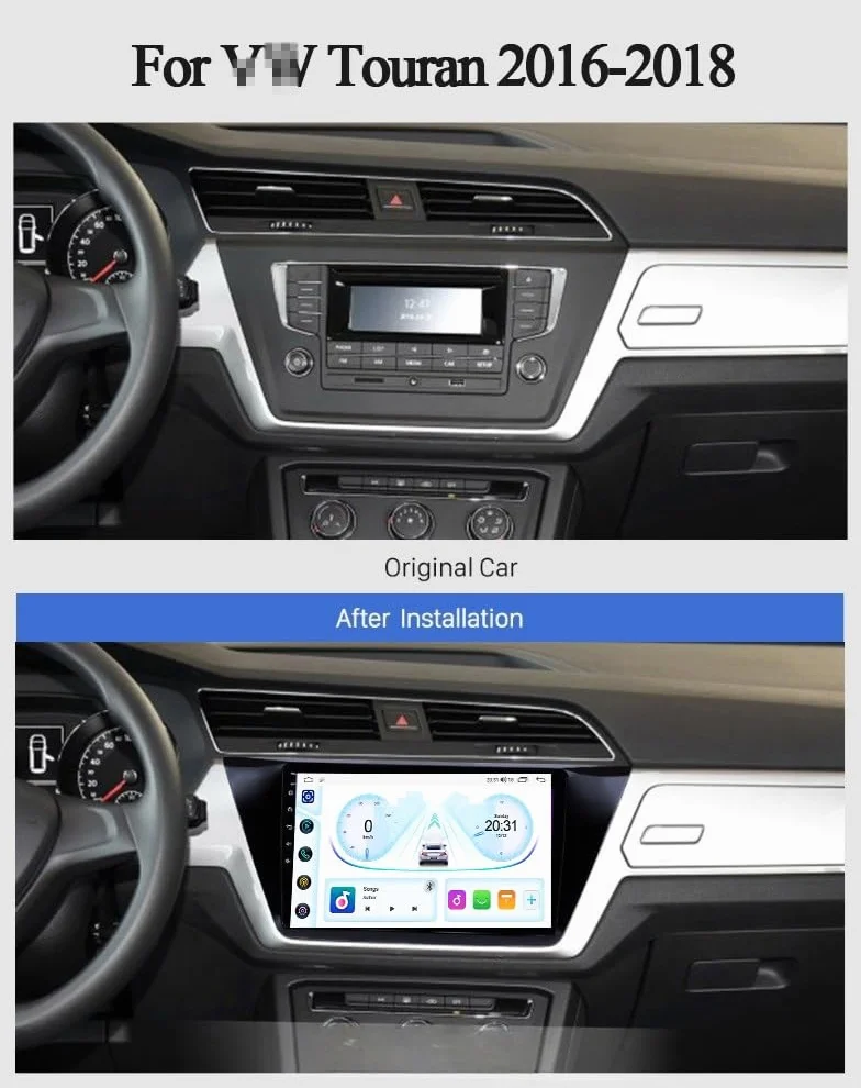 9-calowy dotykowy radio GPS dla Touran 2016-2018, obsługuje BT WiFi Mirror Link 4G sterowanie z kierownicy(HM604 4 Core Wifi 2+64GB)