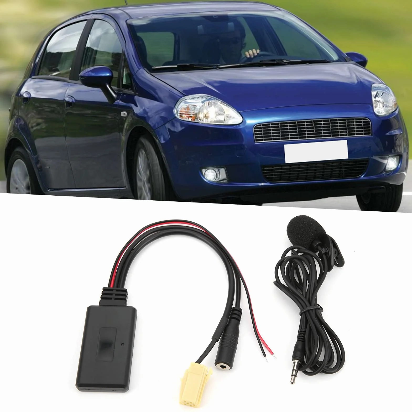 Adapter do Kabla Bluetooth 5.0 AUX Z Wymianą Zestawu Głośnomówiącego Mikrofonu Adapter AUX-In Adapter Samochodowy Audio Dla Fiata 500/dla Grande Punto/dla Qubo/dla Fiorino
