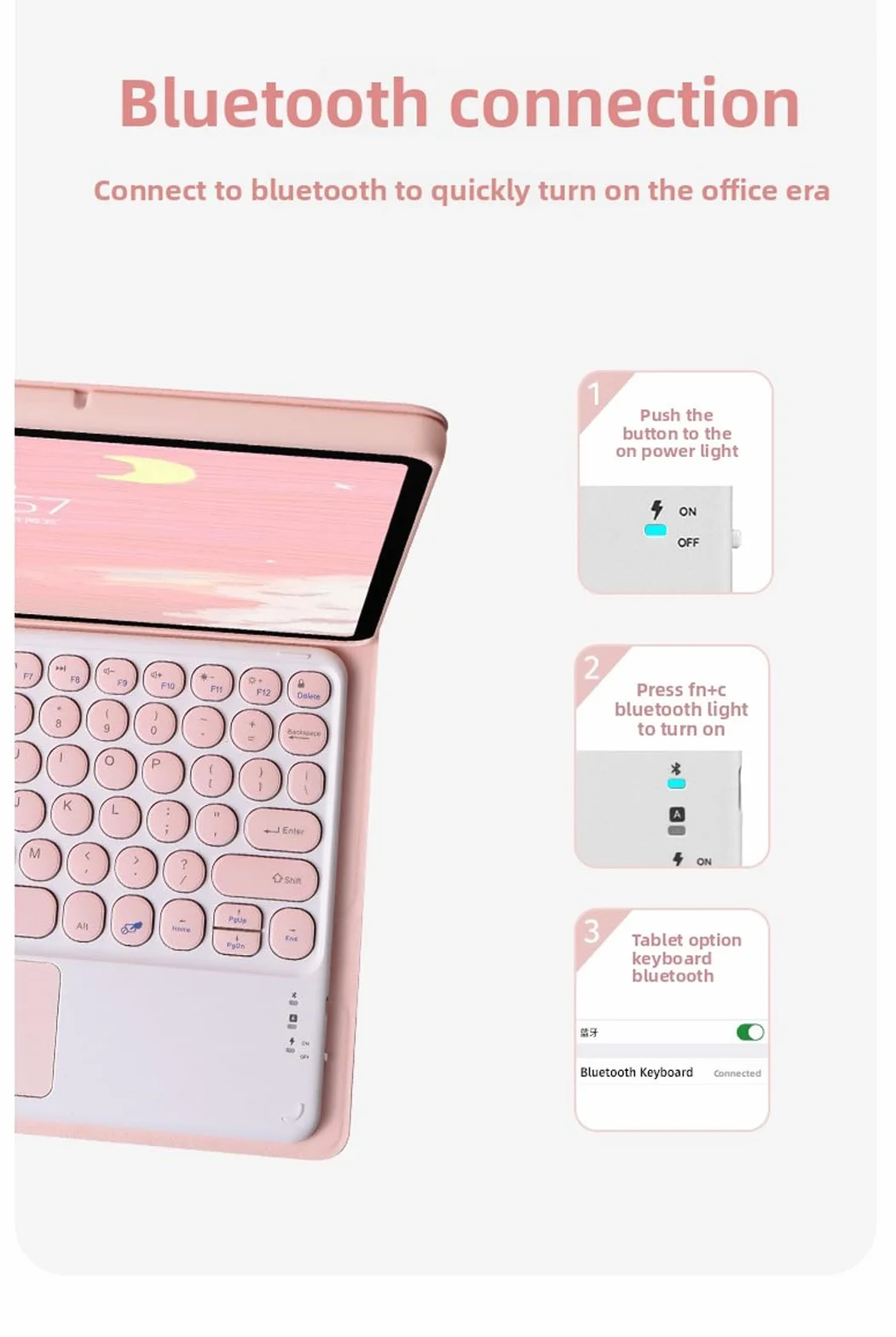 Etui z klawiaturą do Xiaomi Redmi Pad Pro 12,1 cala 2024 z myszą, okrągłymi klawiszami, odłączanym bezprzewodowym trackpadem i klawiaturą dotykową do Xiaomi Poco Pad 12,1 cala