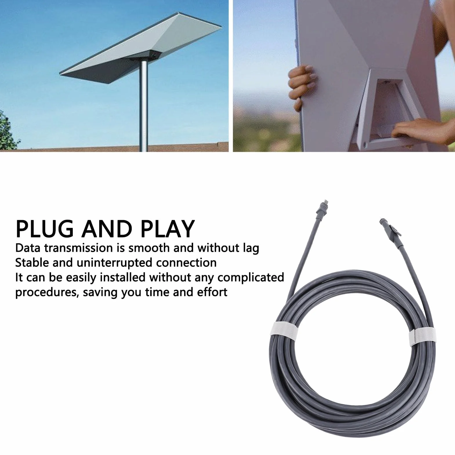 Płaski Zamienny Kabel Sieciowy do Satelity Wytrzymała, Wygodna Funkcja Plug and Play do Użytku w Pomieszczeniach Długość 8 M