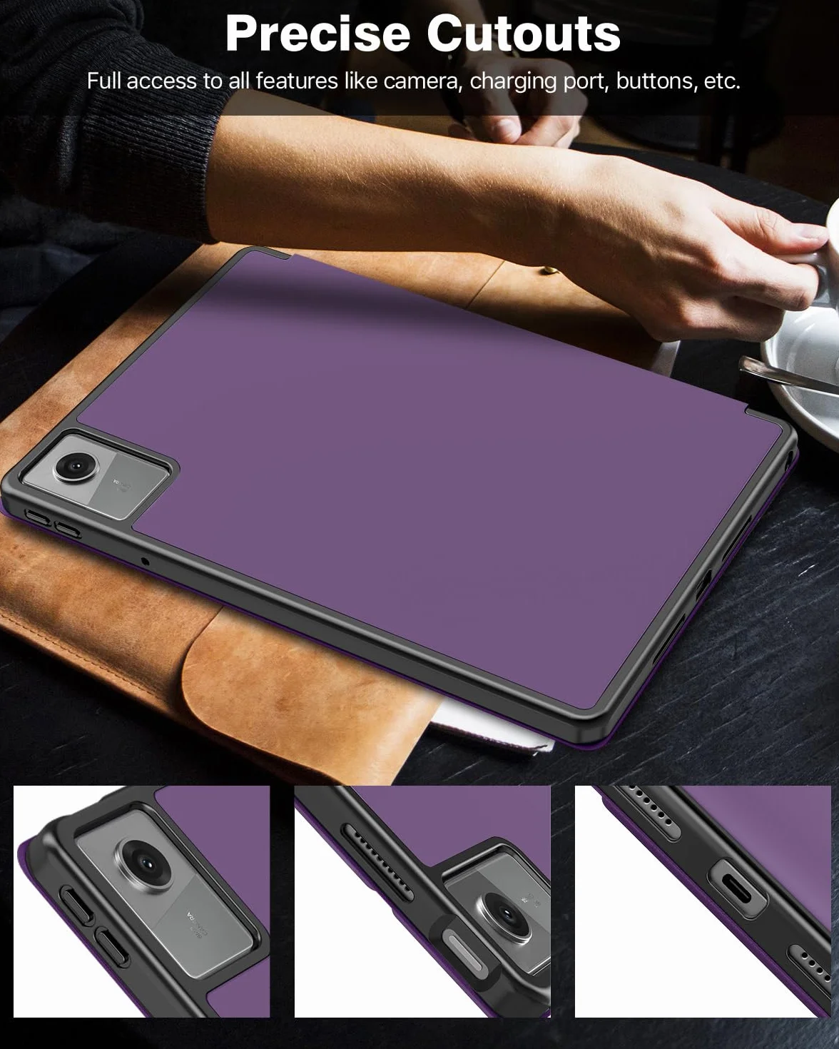 TiMOVO Etui do Lenovo Idea Tab 11 cali 2025 TB-336ZU/336FU z uchwytem na długopis, cienkie etui ochronne z miękkim tyłem TPU, funkcją automatycznego uśpienia/budzenia, Głęboki fiolet
