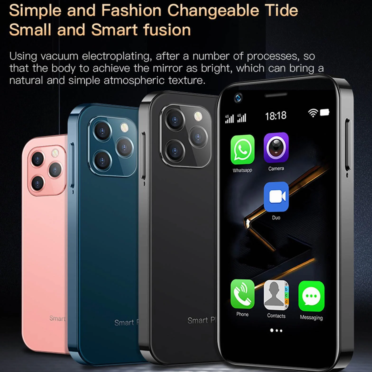 Smartfon SOYES XS12 Pro Mini 4G, 3,0-calowy Wyświetlacz 4 GB RAM i 64 GB ROM, Telefon Komórkowy Dual Sim, Bateria 2000 MAh, Kieszonkowy Telefon Komórkowy 5 MP + 13 MP dla (Sakura