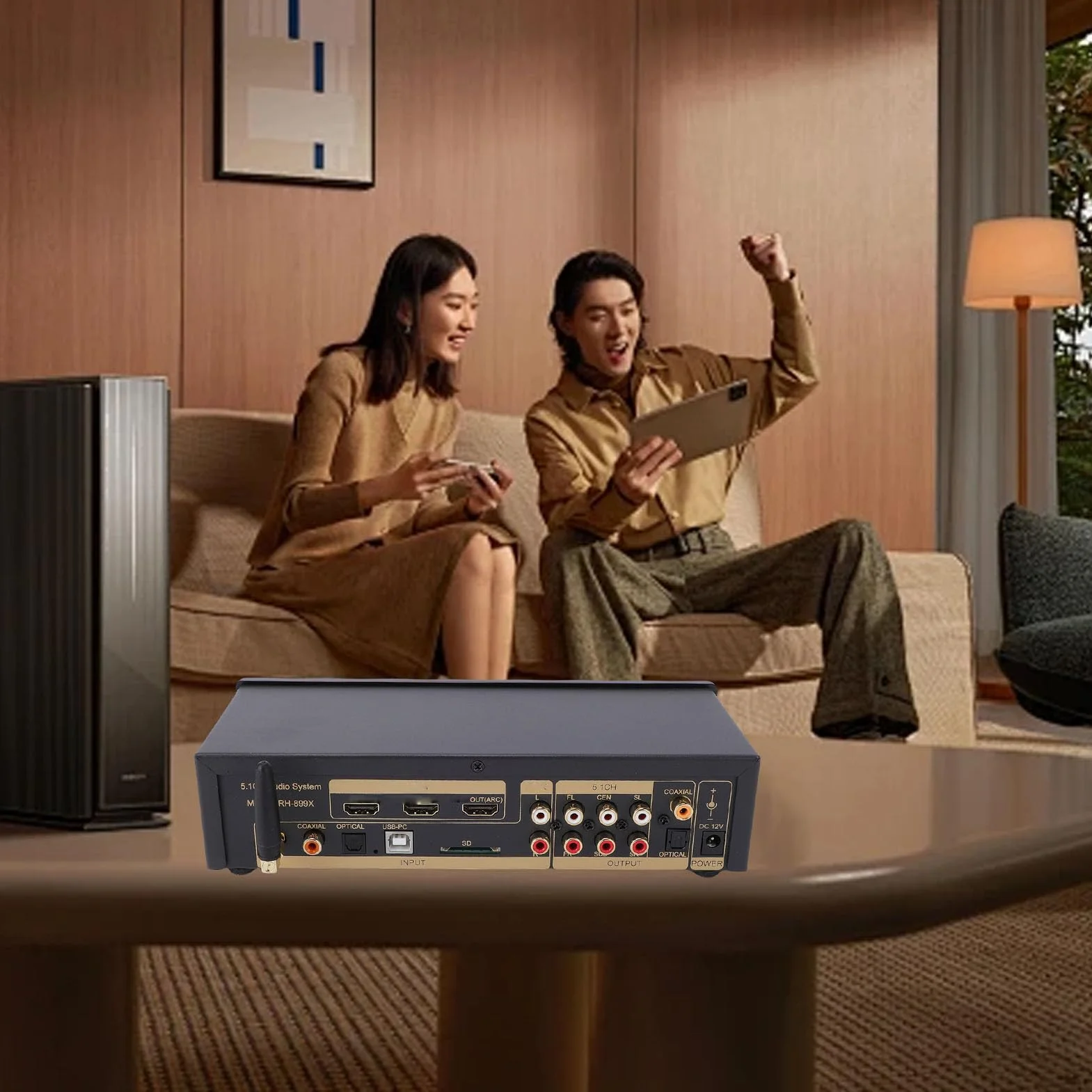 Tonysa Dekoder Audio 5.1, Konwerter DAC z HDMI ARC/Optyczny/Koncentryczny/USB, Dekoder DTS na 5.1-kanałowy Odbiornik Bluetooth 5.0 do Telewizora Kina Domowego (Black)