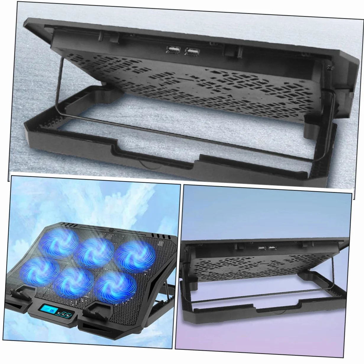 SHINEOFI Regulowany Laptop Stand z Wentylatorem Chłodzącym Stabilny Podstawek Chłodzący Do Laptopa Przenośny Uchwyt Biurko i Do Łóżka Zmniejsza Ból Szyi i Ramion