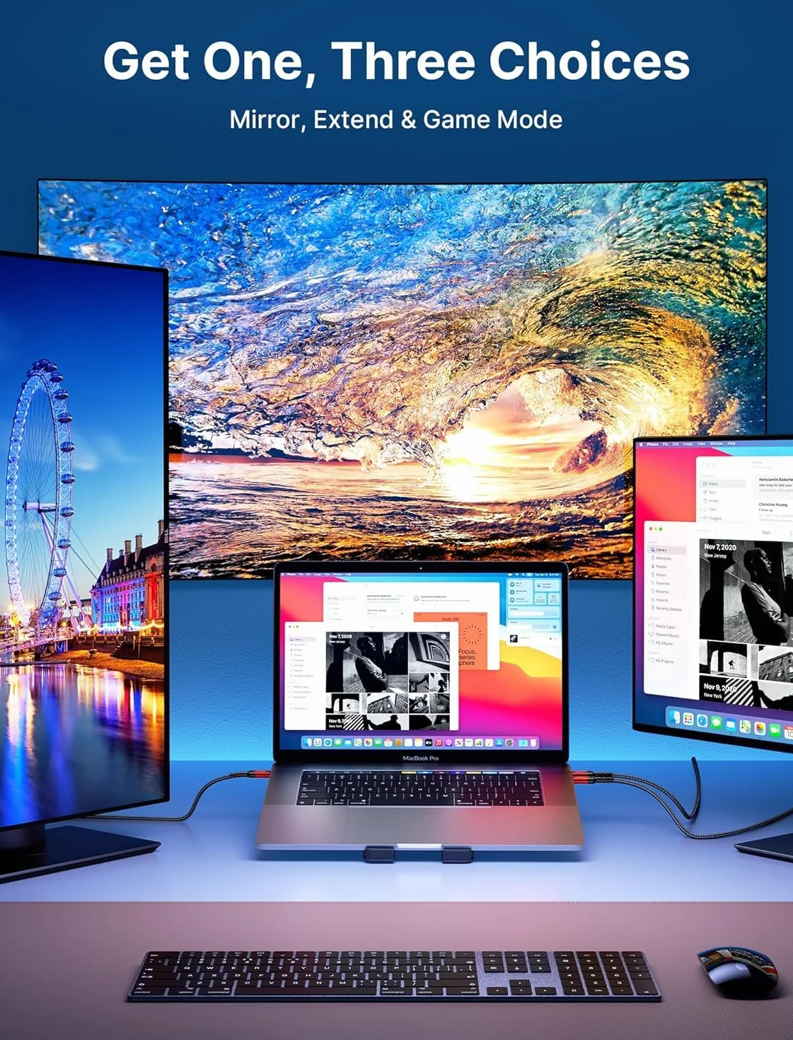 JSAUX Kabel USB C a HDMI 3M [4K 60Hz], kabel USB Tipo C a HDMI [kompatybilny z Thunderbolt 3] kompatybilny z MacBook Pro 2021, Macbook Air, iPad Pro 2020, Samsung Galaxy S22, Surface Book 2 itp, Rojo