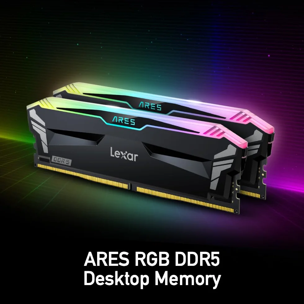 DDR5 32GB KIT 2x16GB PC 6800 Lexar ARES RGB CL34 with heatsink schwarz LD5U16G68C34LA-RGD